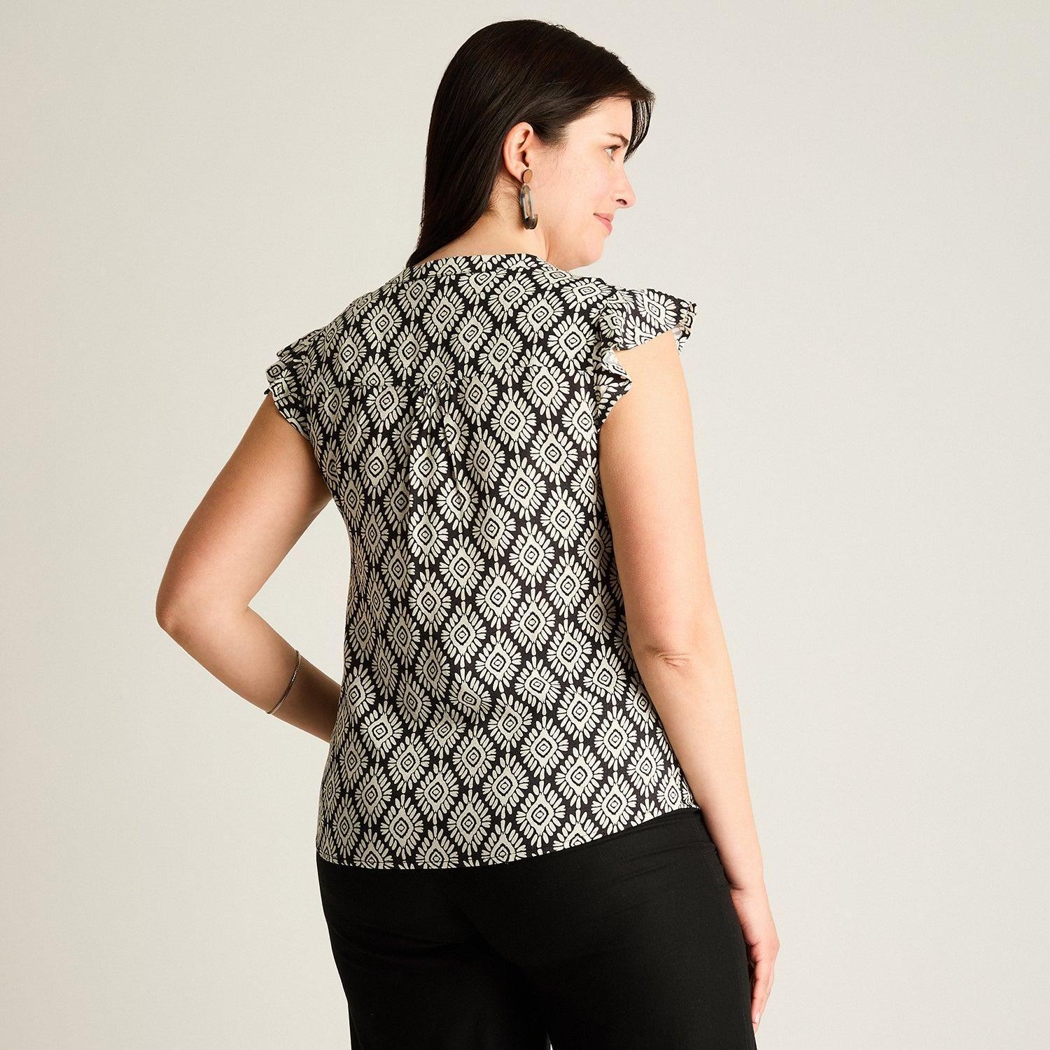 Blusa Negro Manga Corta No Elasticado Sin Forro Calce Normal-1