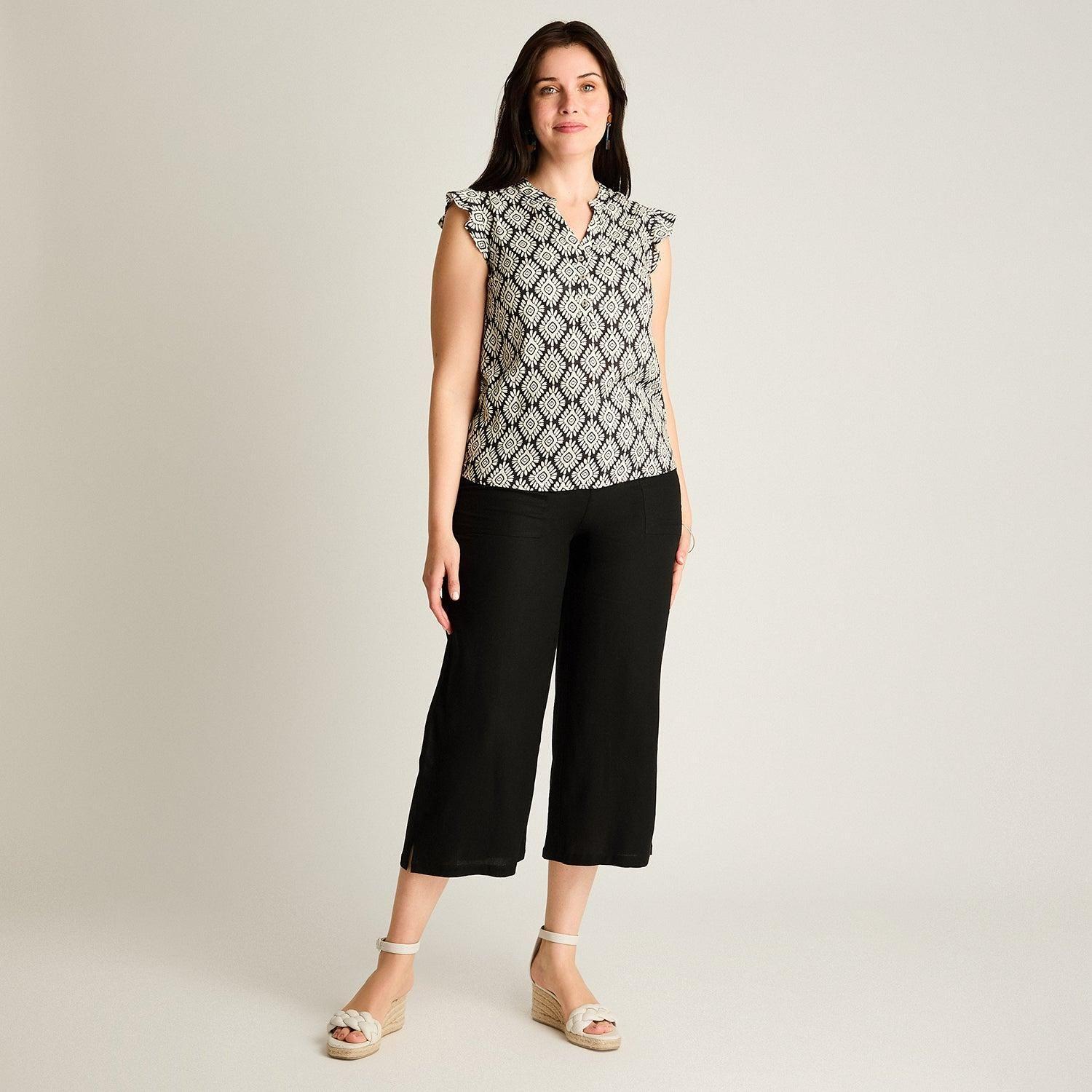 Blusa Negro Manga Corta No Elasticado Sin Forro Calce Normal-3