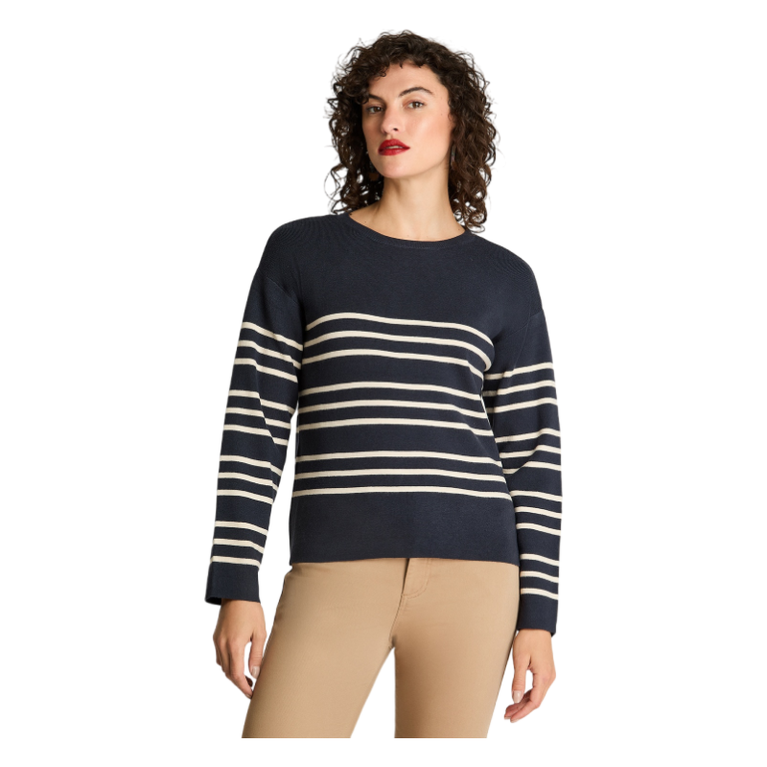Sweater Manga Larga Cuello Redondo Básico Azul-0