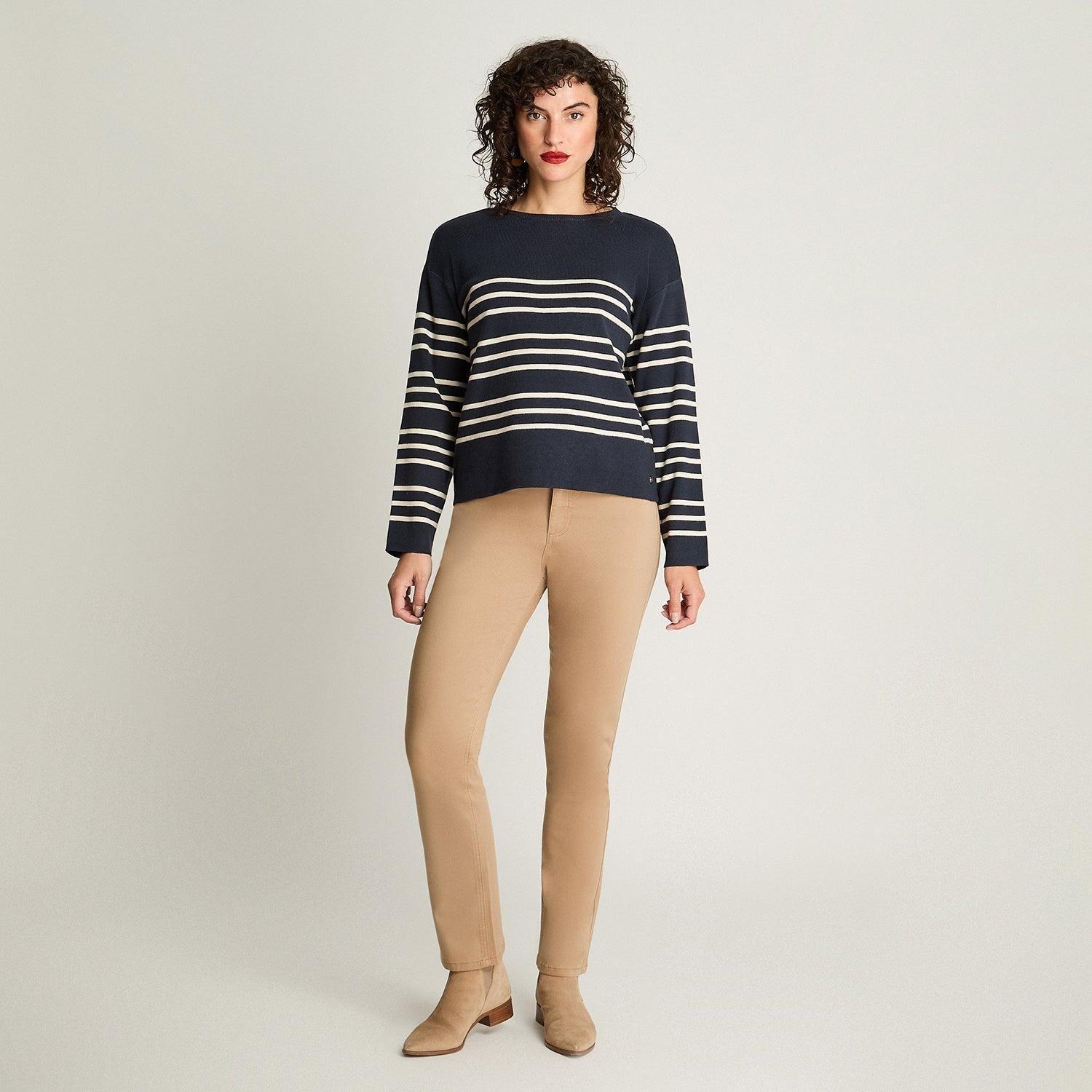 Sweater Manga Larga Cuello Redondo Básico Azul-3