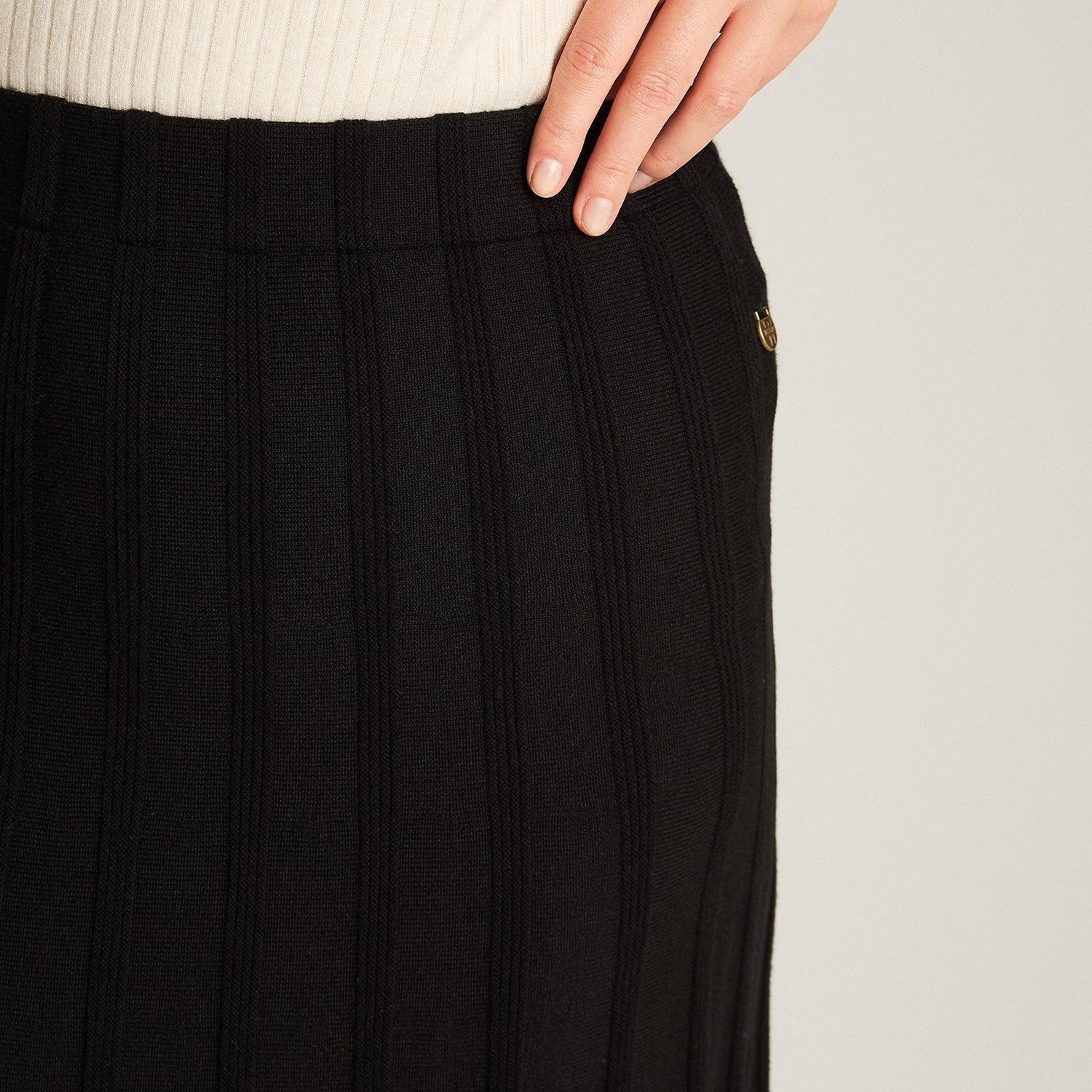 Falda Negro Elasticidad Media Sin Forro Calce Holgado Tela Tejido-2