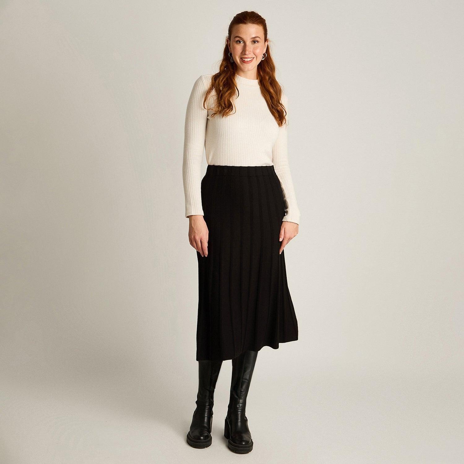 Falda Negro Elasticidad Media Sin Forro Calce Holgado Tela Tejido-3