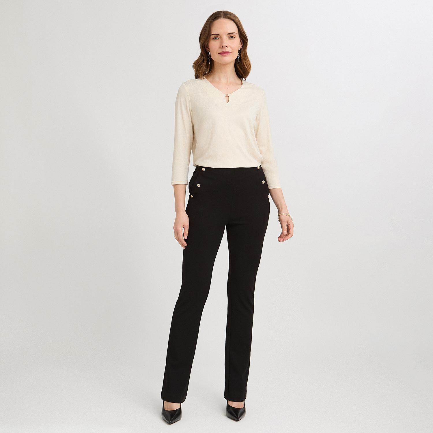 Pantalón Formal Flare con Botones en Bolsillos Negro-3