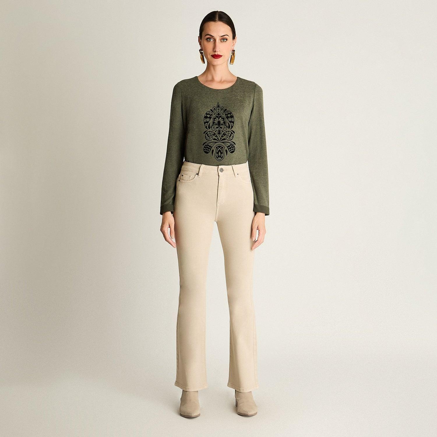 Jeans Flare Lavado Beige-2