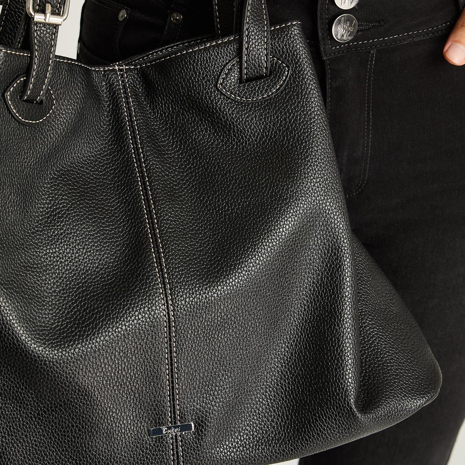 Cartera Con Strap De Pu Y Bolsillo Interno Negro-2