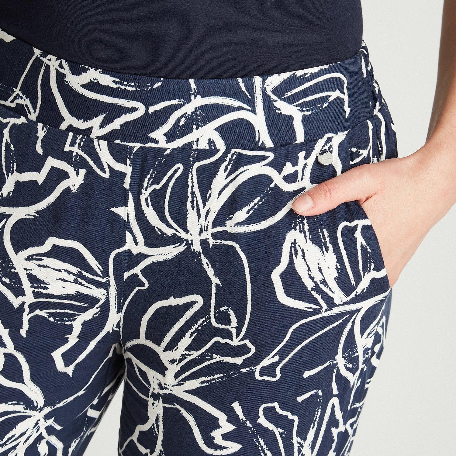 Pantalón Palazzo Azul Con Pretina Ancha-2