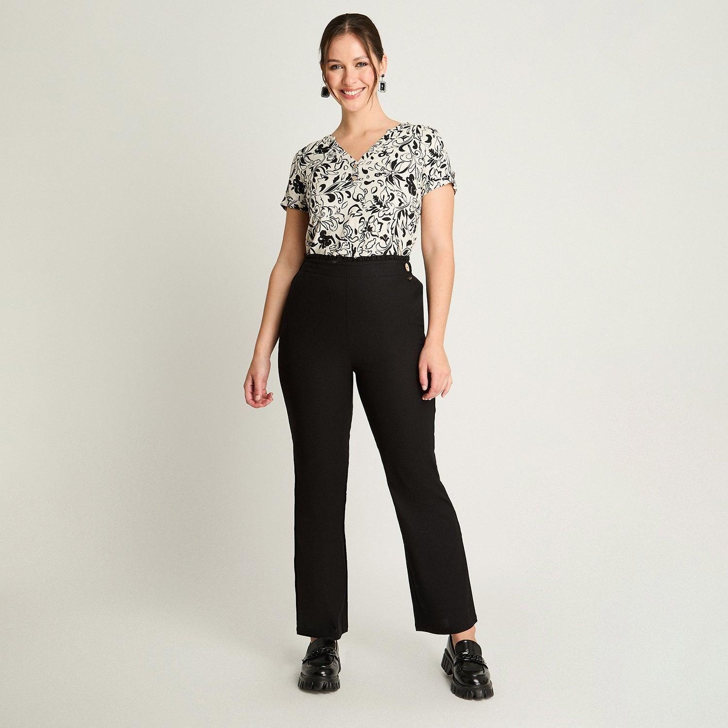 Pantalón Tiro Medio Recto Negro-3
