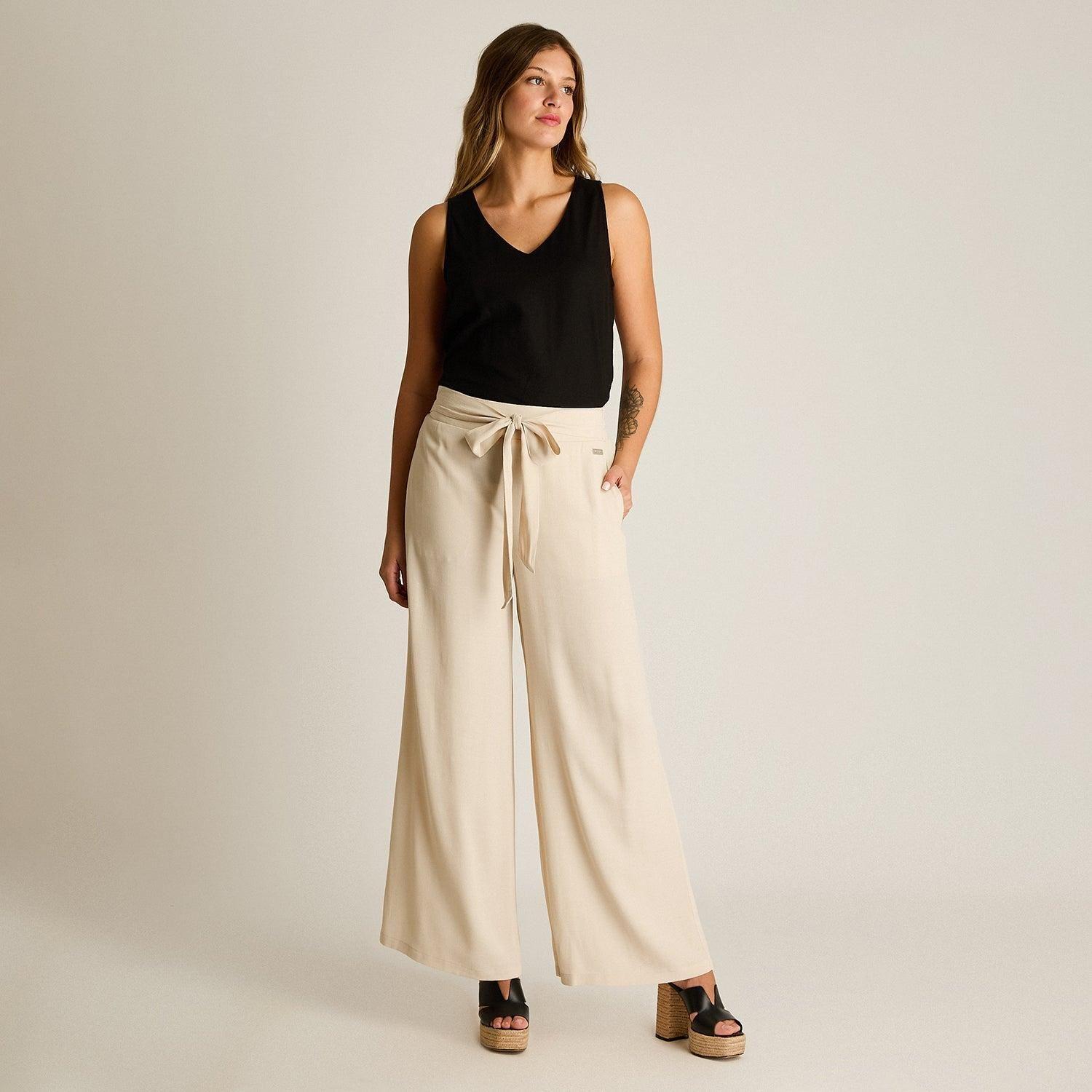 Pantalon Sport Arena Palazzo No Elasticado Calce Normal-3