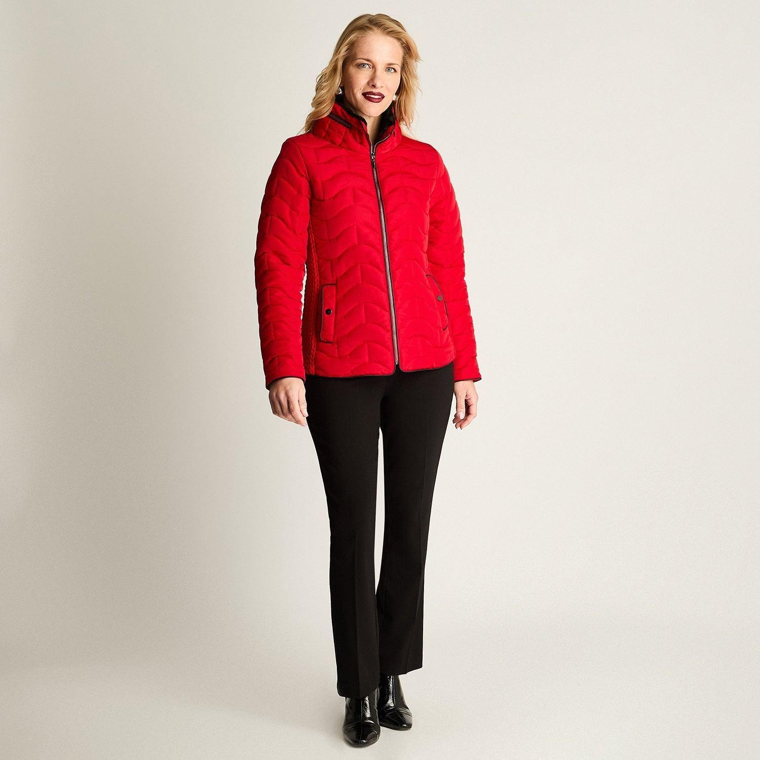 Parka Corta Forrada Manga Larga Rojo-3