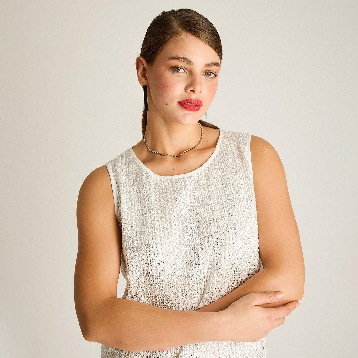 Vestido Corto Crudo Brillante-2