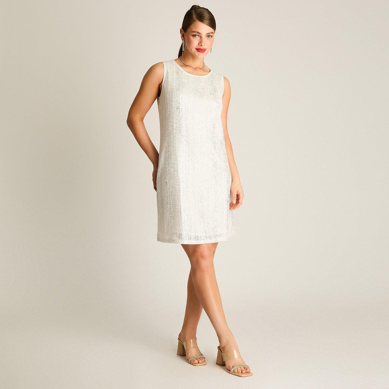 Vestido Corto Crudo Brillante-3