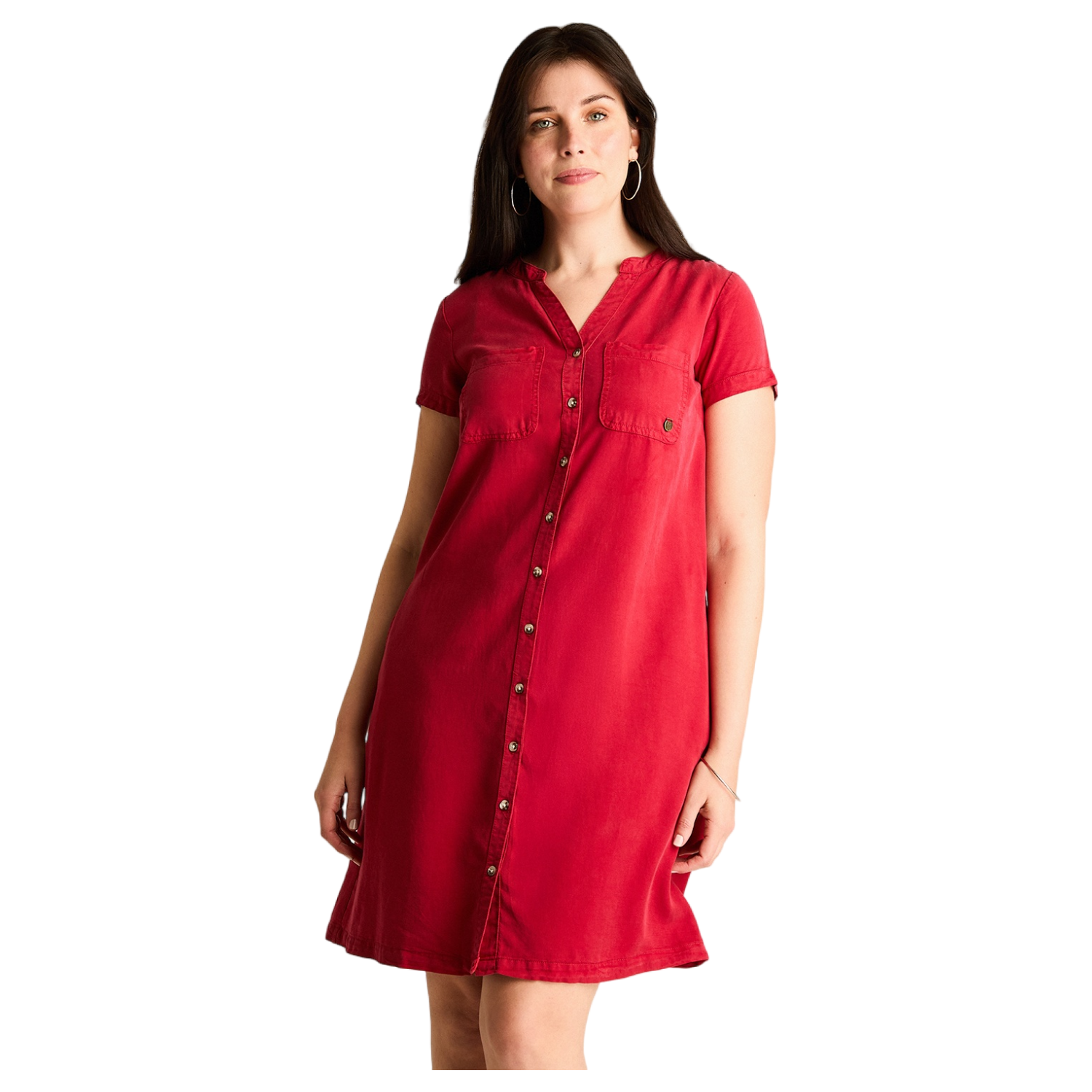 Vestido Corto Fucsia No Elasticado Sin Forro Calce Holgado-0