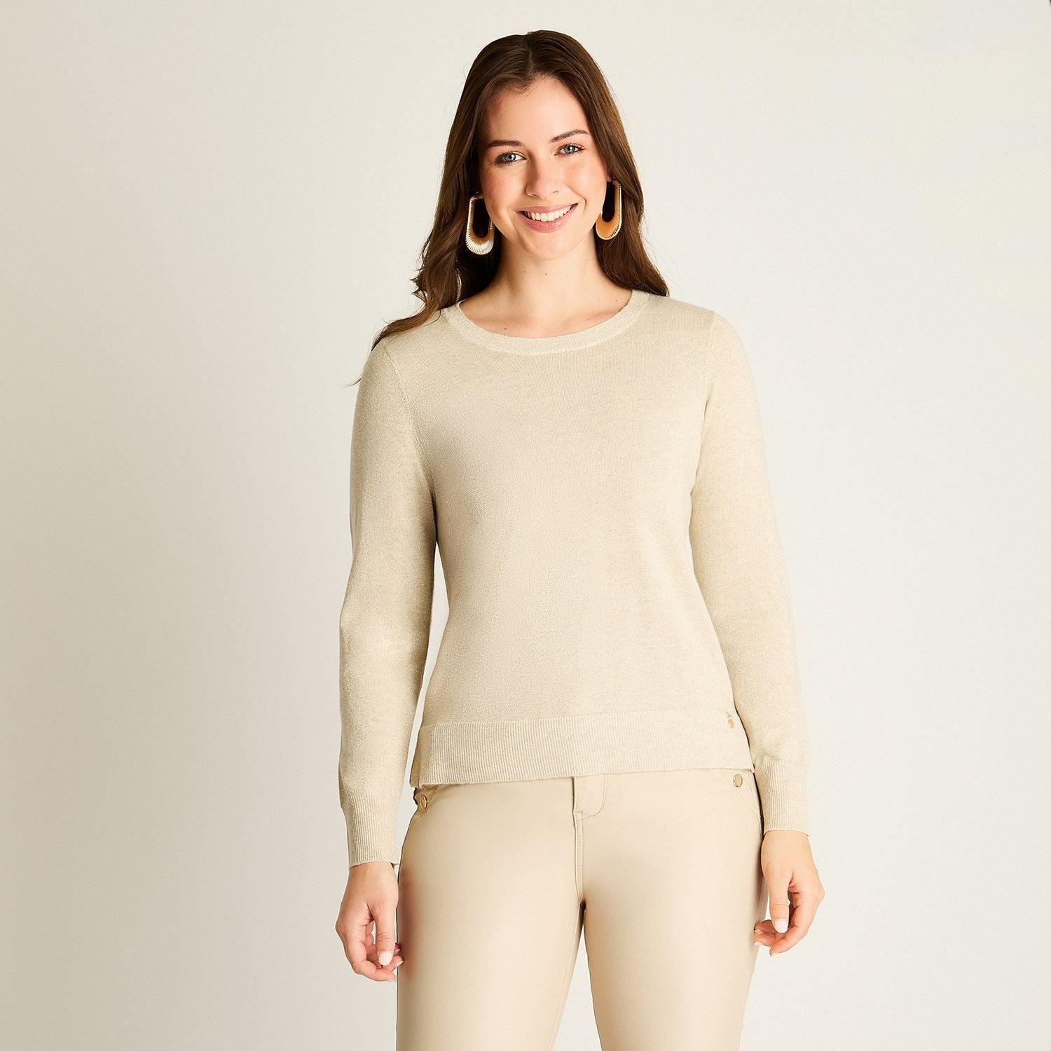 Sweater Arena con Ribete Contrastado-0