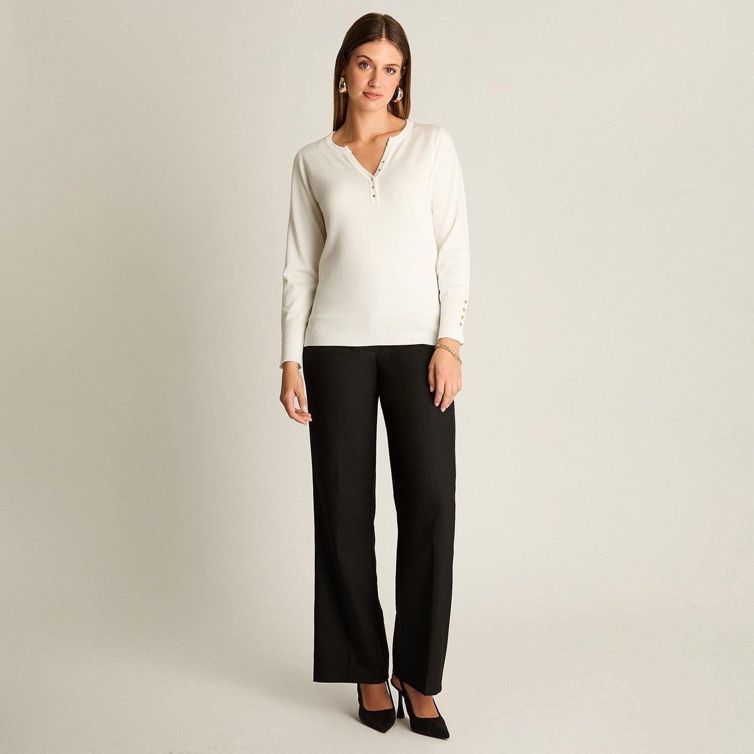 Sweater Crudo Escote Mao con Botones en Manga-3