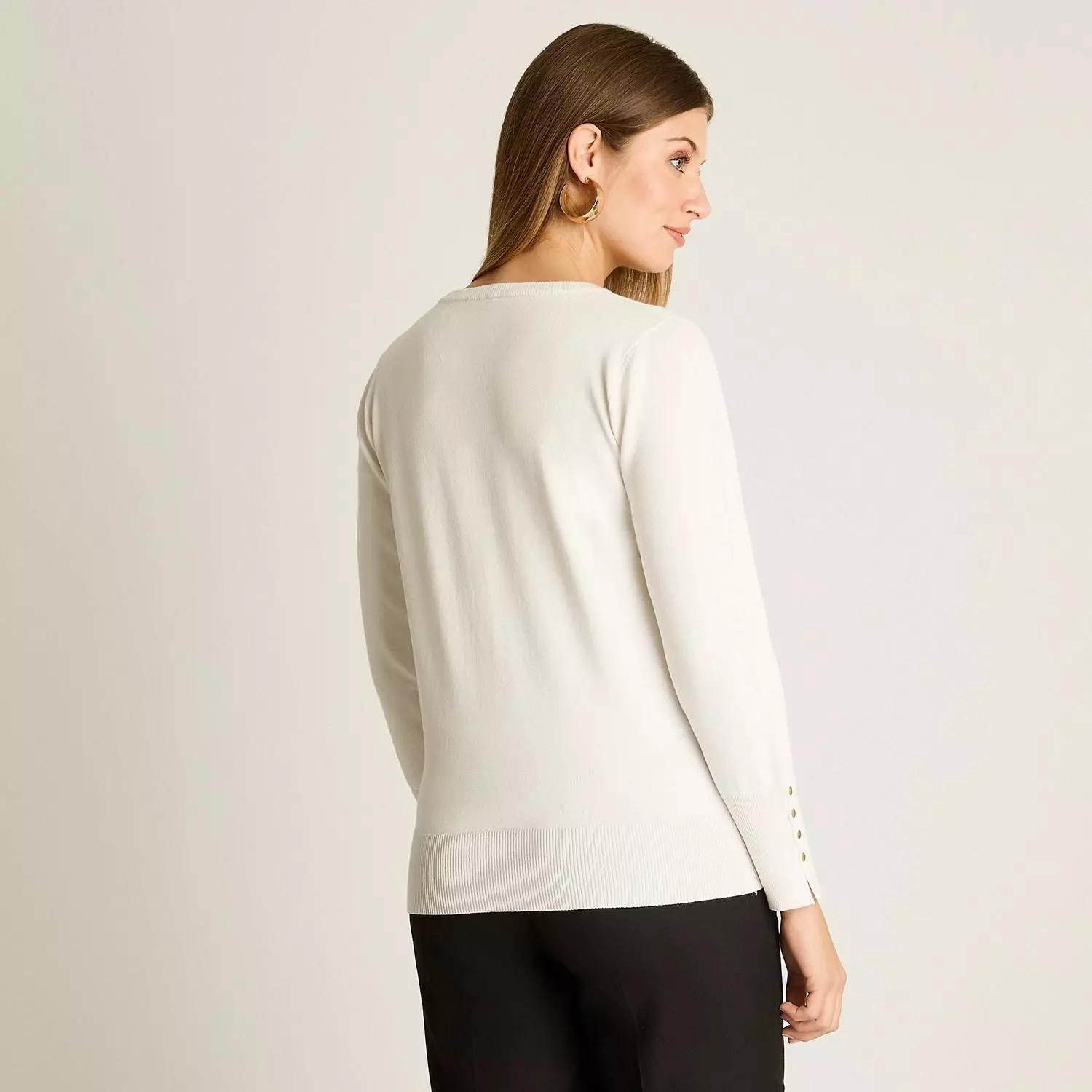 Sweater Crudo Escote Mao con Botones en Manga-1