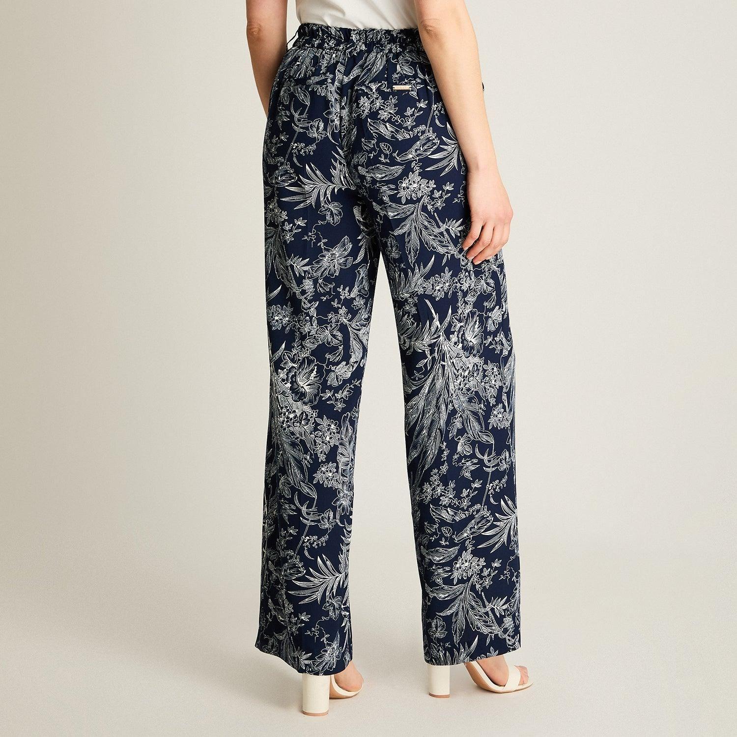 Pantalón Casual Palazzo Azul Estampado-1