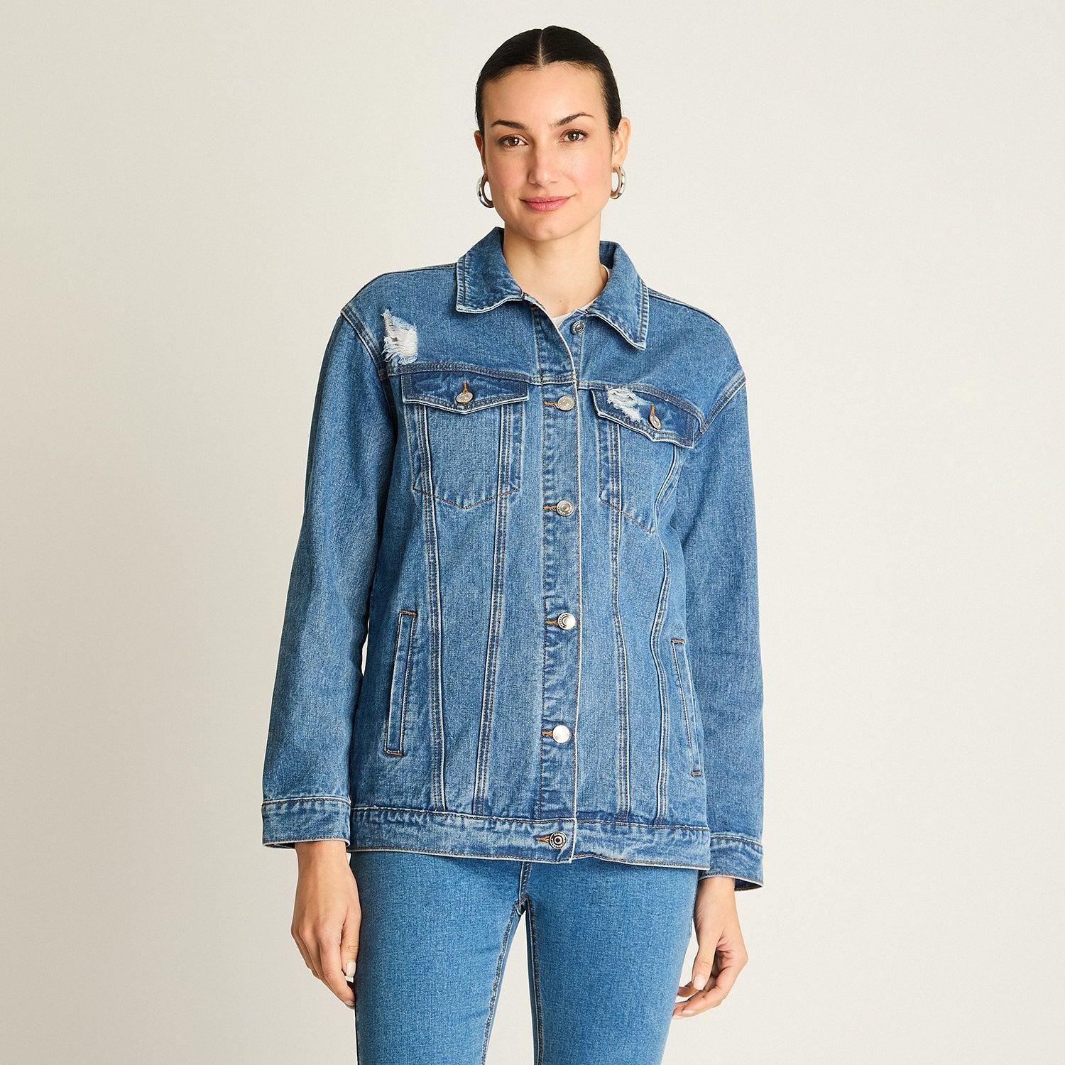 Casaca Mezclilla Azul Oversize Clásica-0