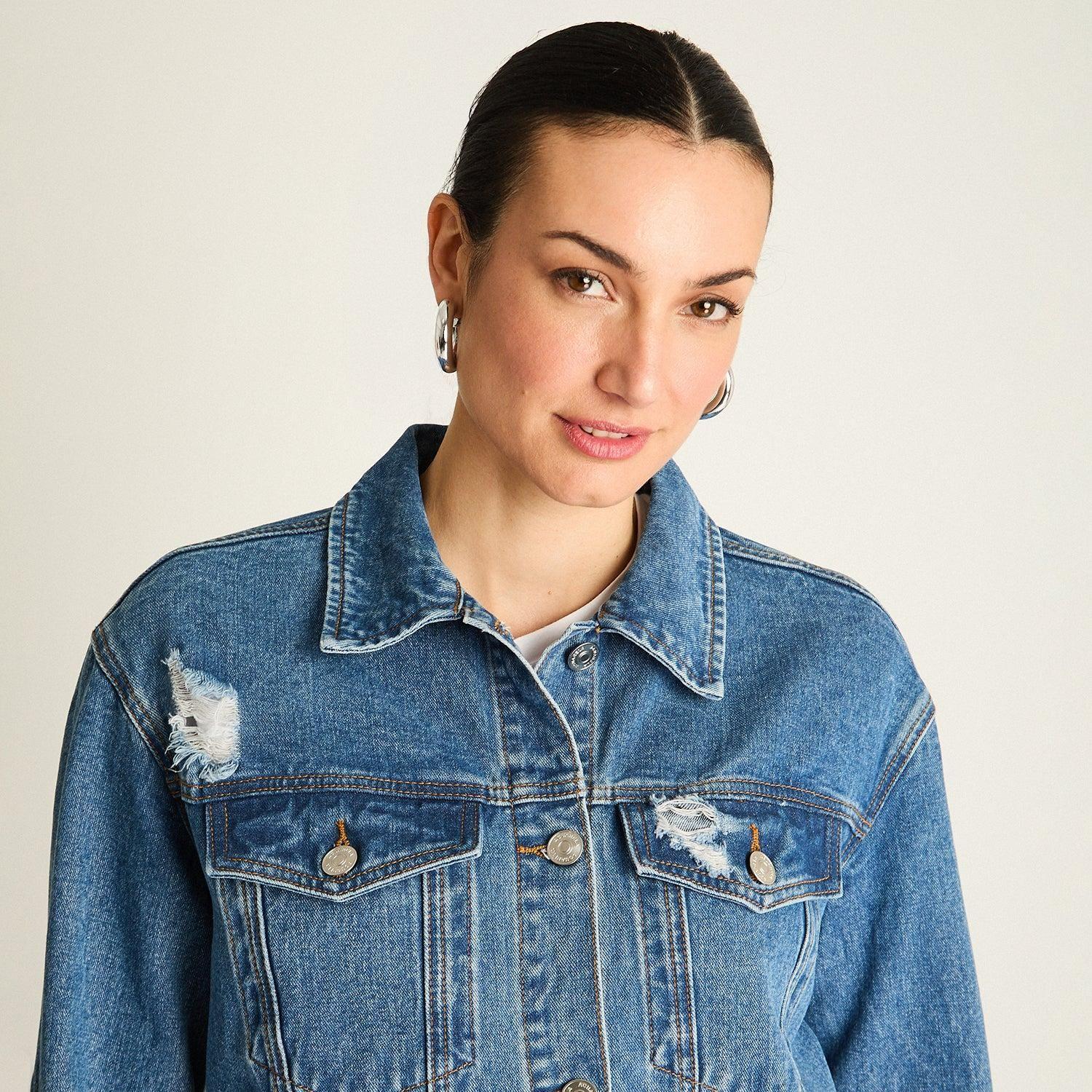Casaca Mezclilla Azul Oversize Clásica-2