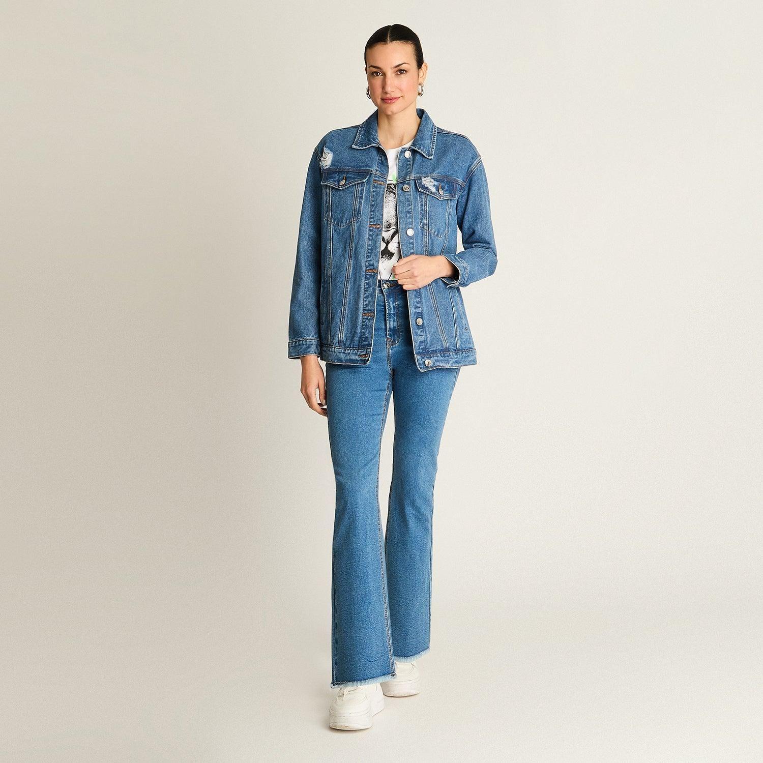 Casaca Mezclilla Azul Oversize Clásica-3