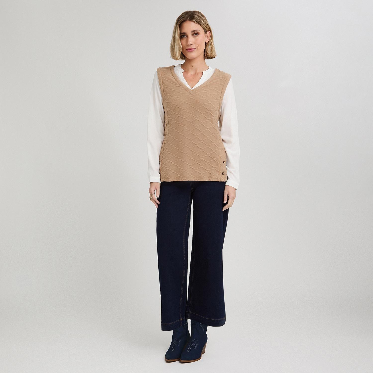 Polera Lanilla con Manga Blusa Camel-3