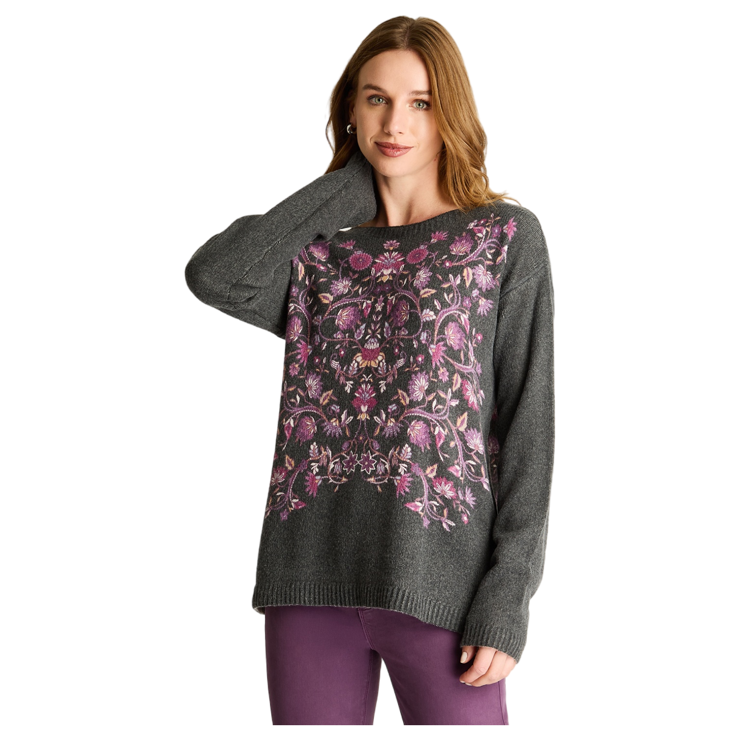 Sweater Gris Oscuro Focal Print-0