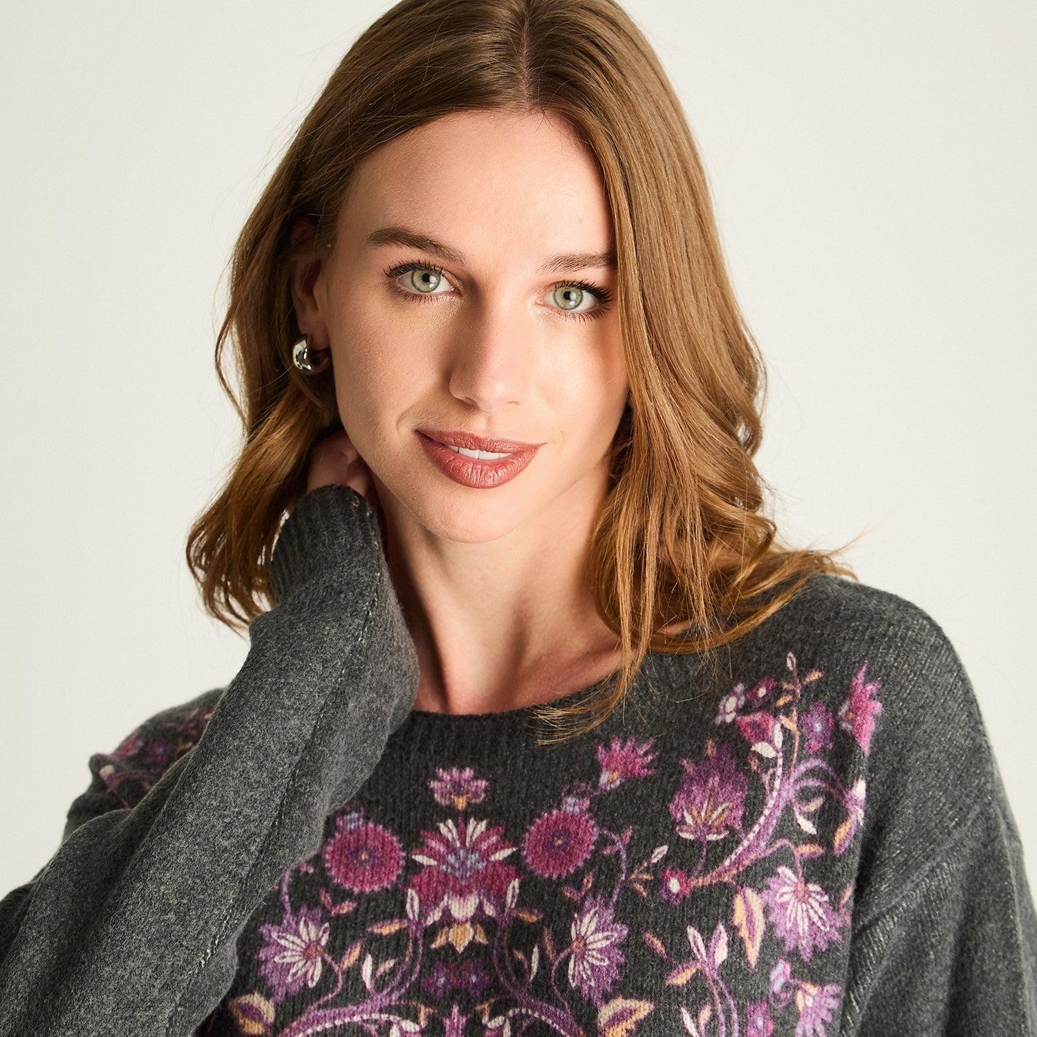 Sweater Gris Oscuro Focal Print-3