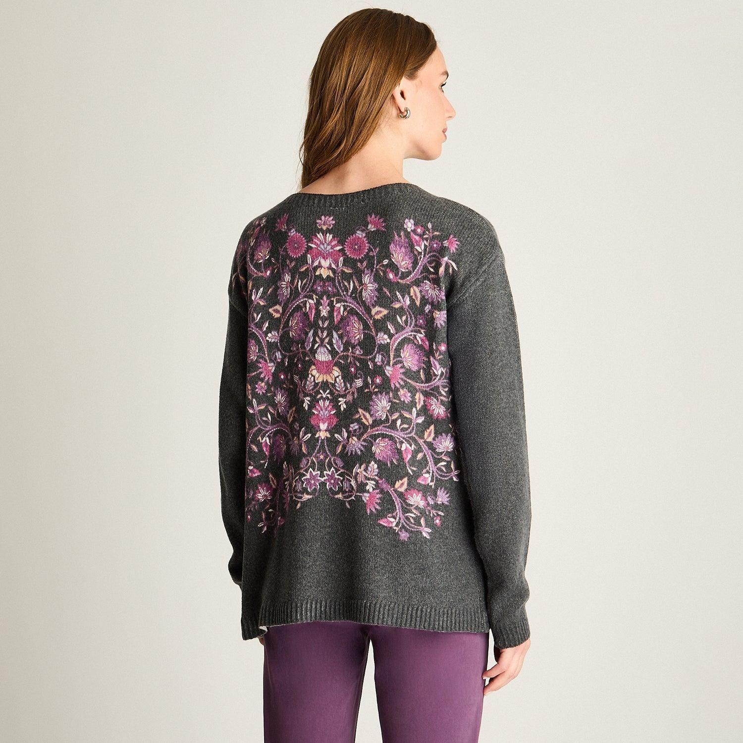 Sweater Gris Oscuro Focal Print-4
