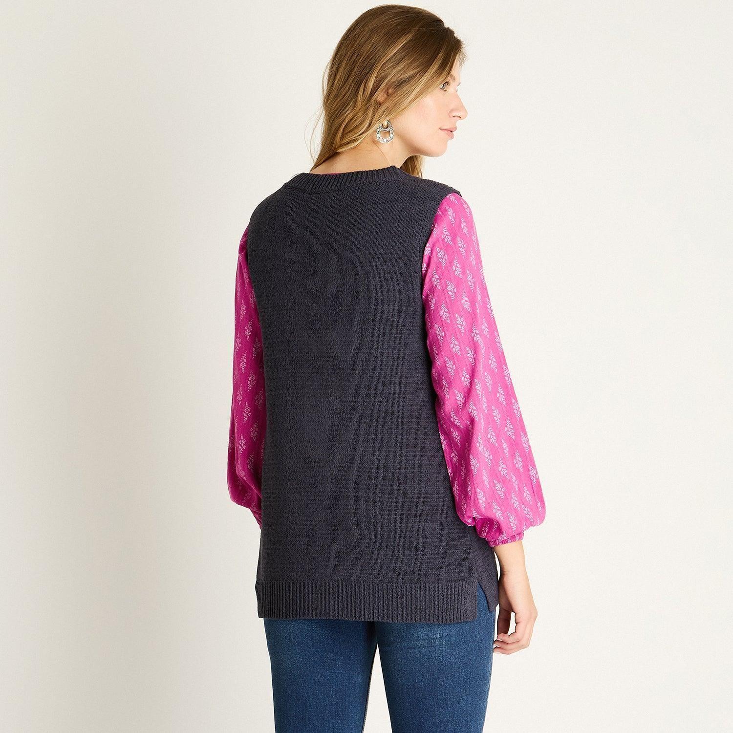 Chaleco Cardigan Azul Sin Mangas-1