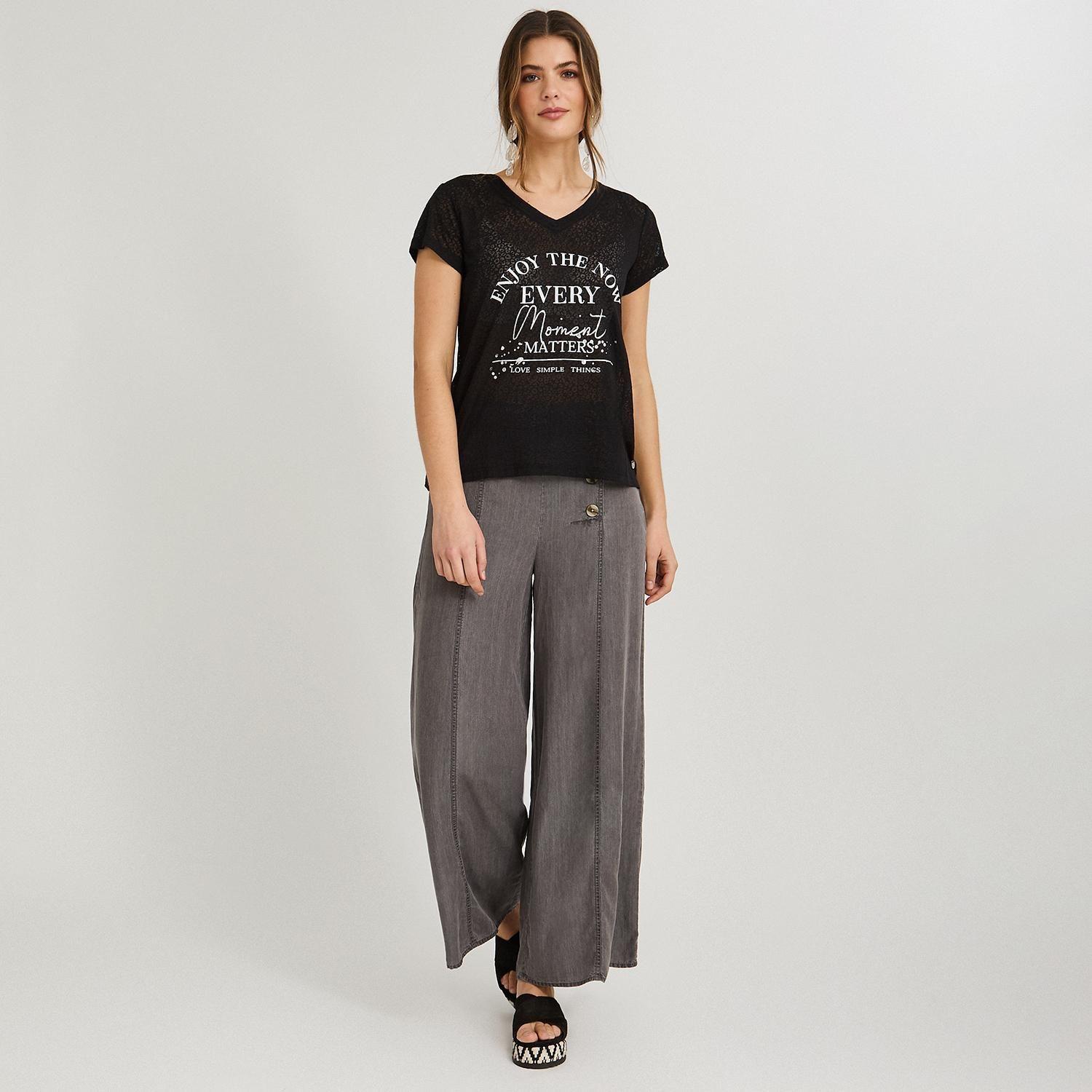 Polera con Técnica Deboré Estampada Negro-3