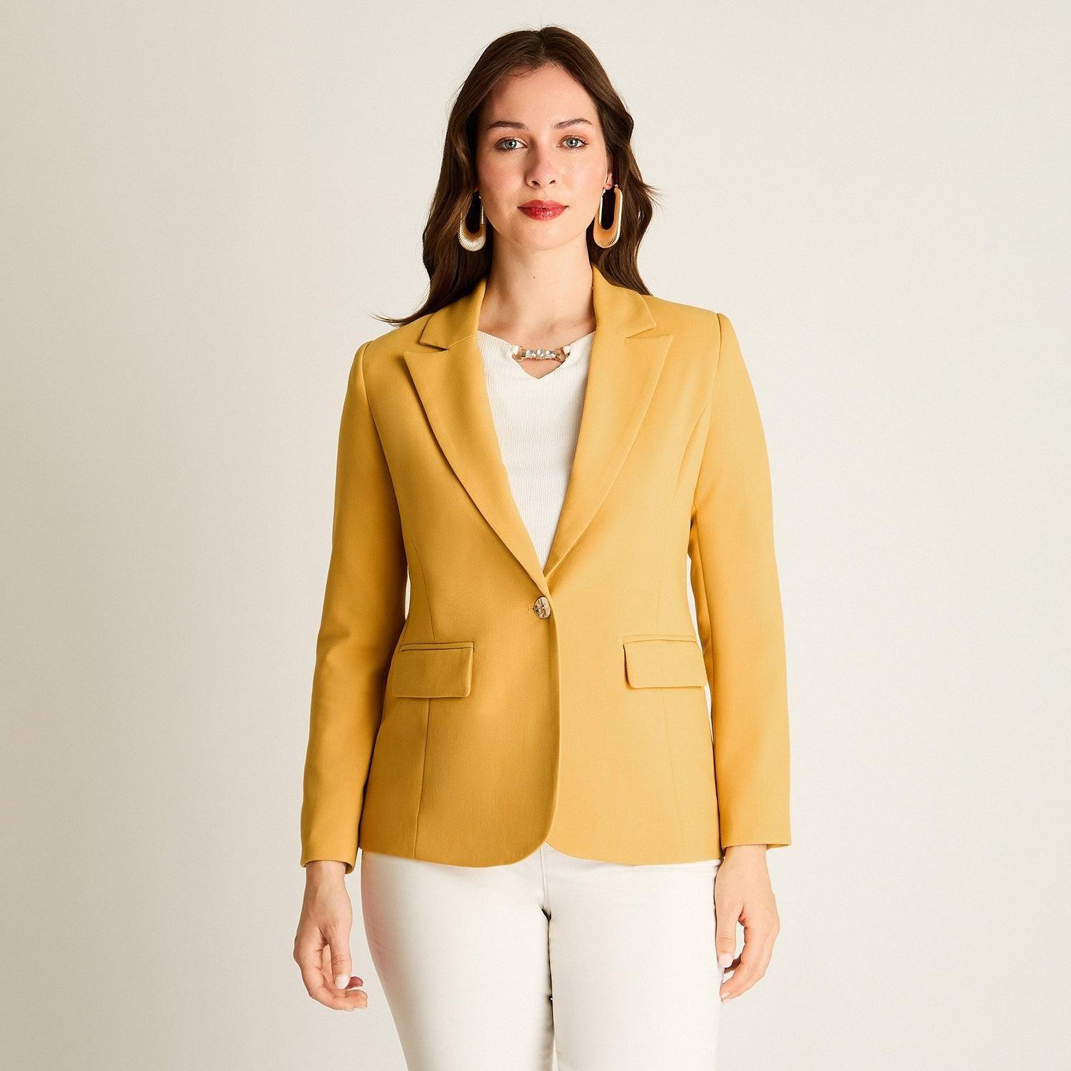Blazer Mostaza con Solapa Clásica-0