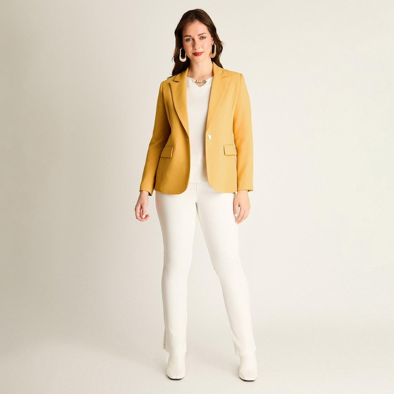 Blazer Mostaza con Solapa Clásica-3