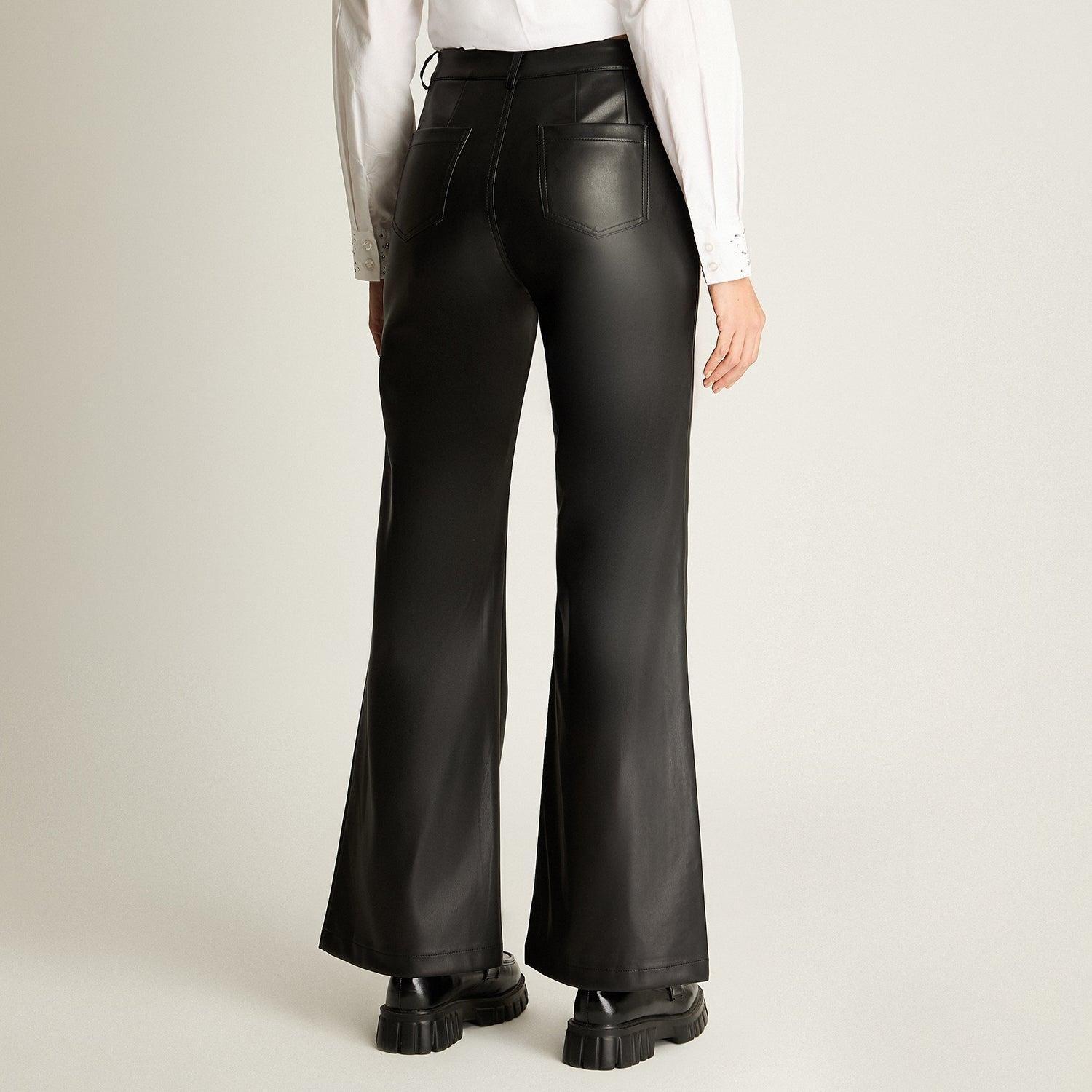Pantalón Wide Leg Bolsillos Y Cierre Metalico Negro-0