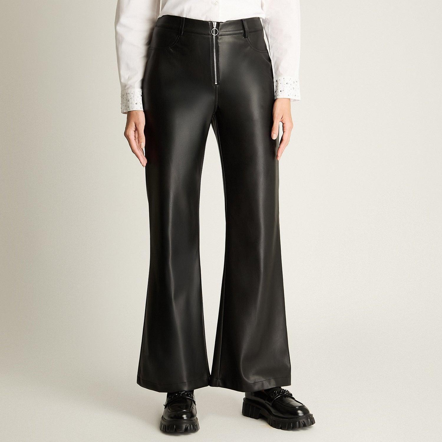 Pantalón Wide Leg Bolsillos Y Cierre Metalico Negro-0