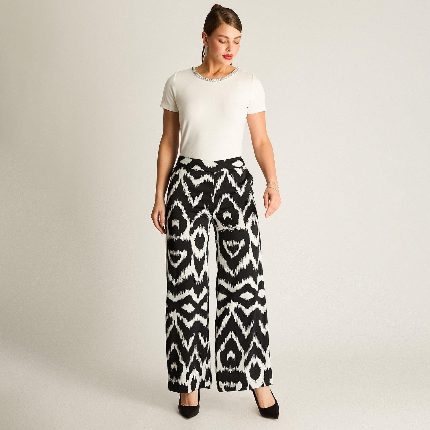 Pantalón Palazzo Estampado Crudo-3