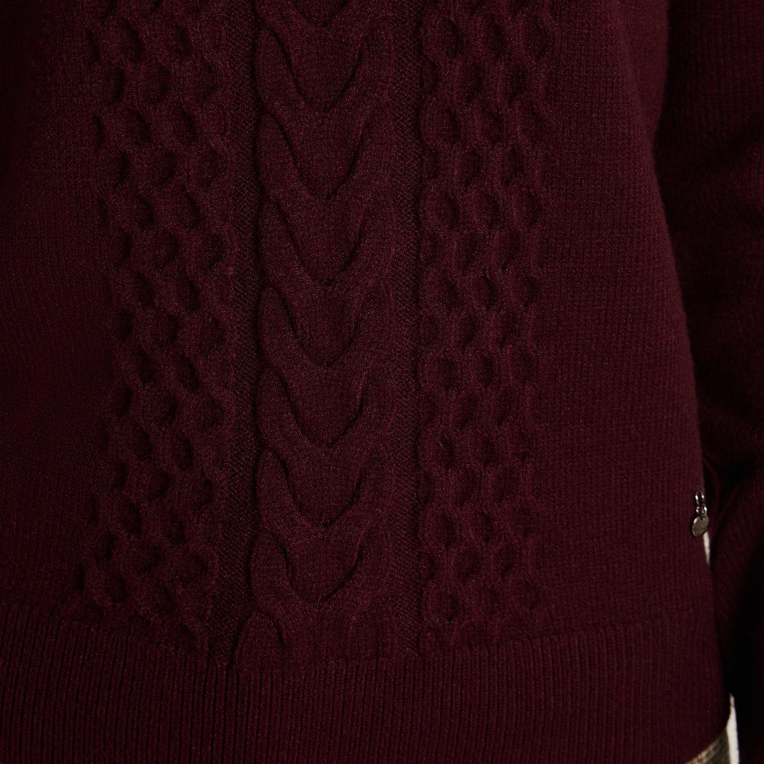 Sweater Burdeo con Trenzado en Relieve en Tejido-2