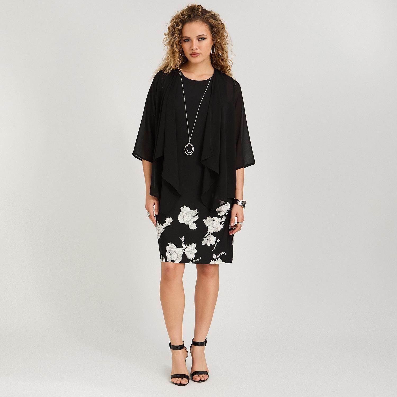 Vestido Corto Estampado Localizado Twin Set con Tapado y Collar Negro-3