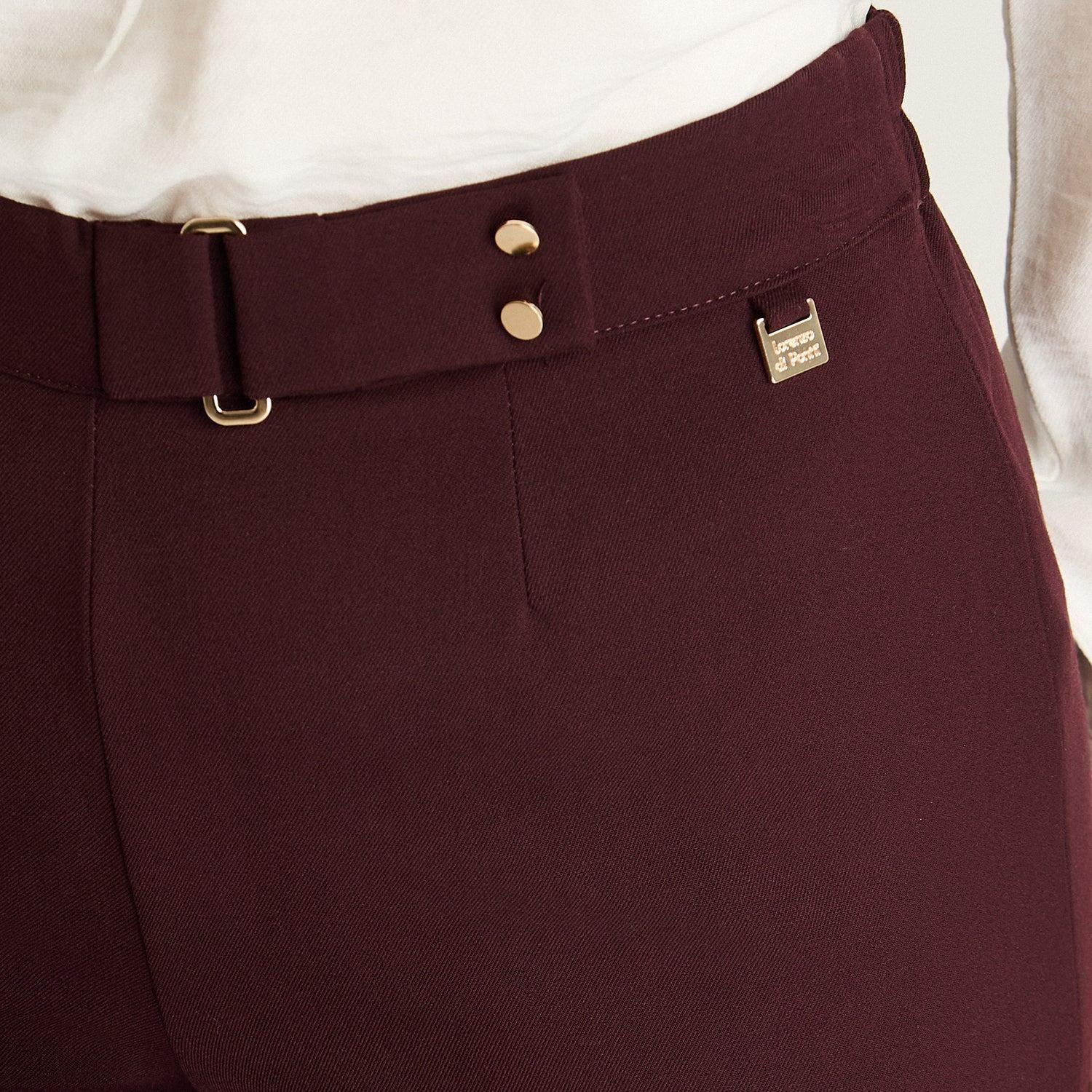Pantalón Recto Con Pretina Trasera Elasticada Burdeo-1