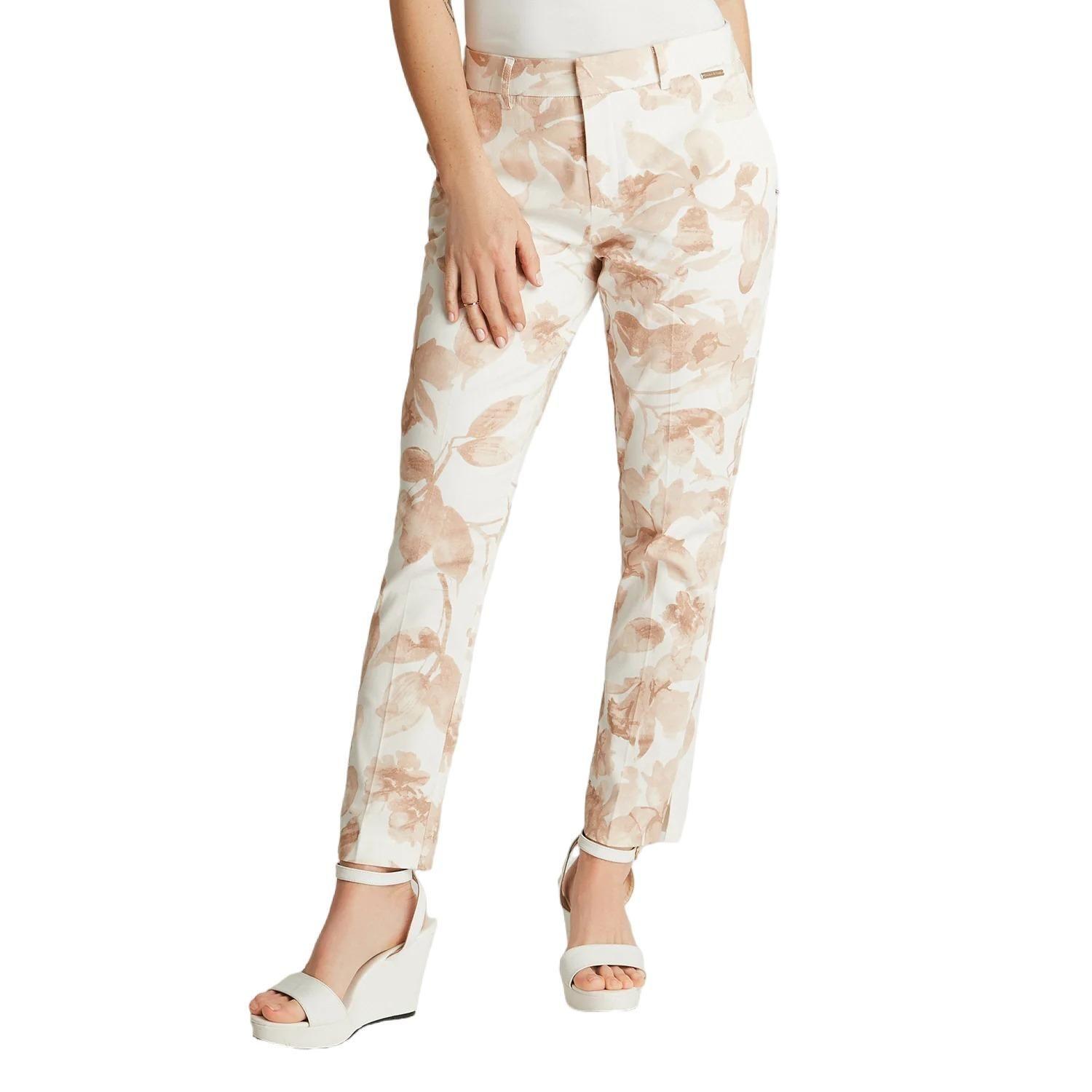 Pantalón Formal Beige Estampado Crop-0