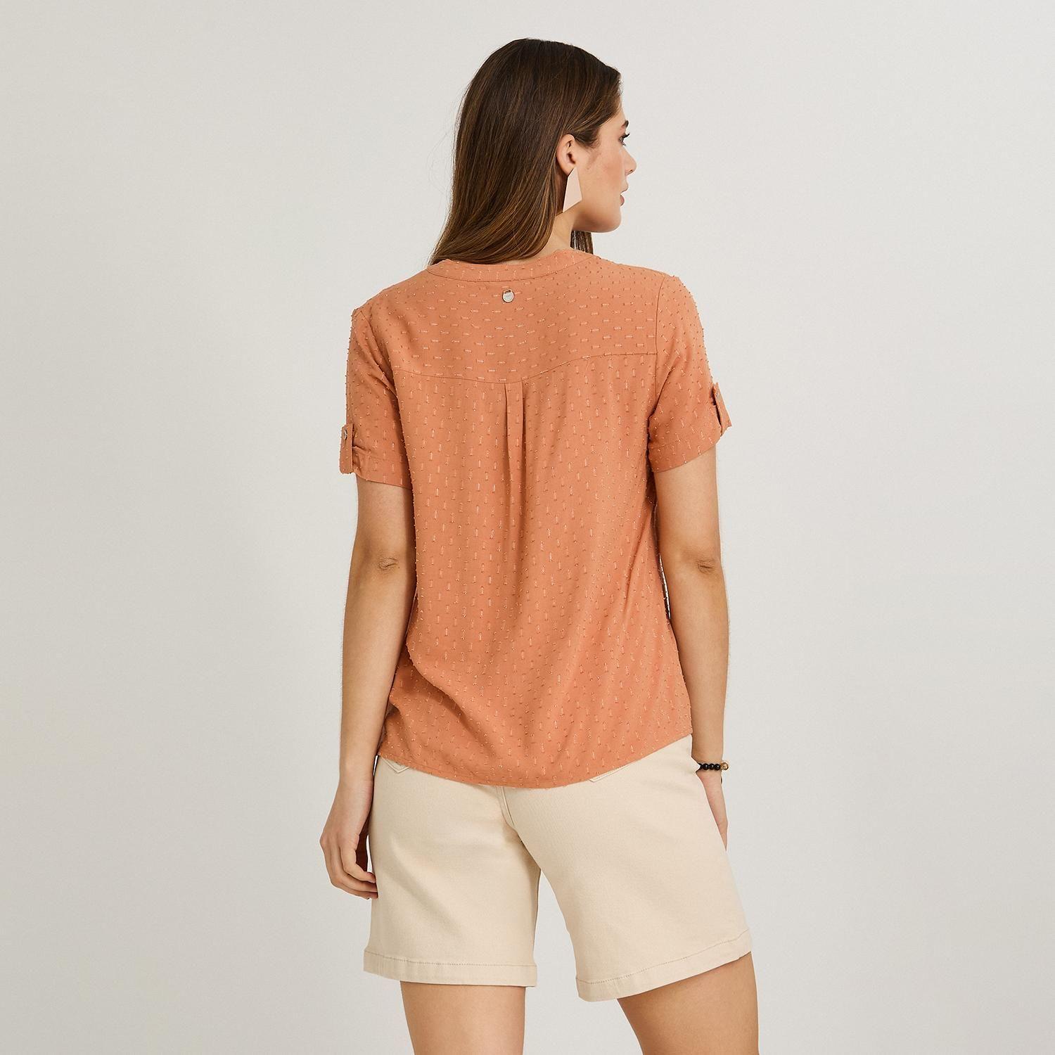 Blusa Manga Corta Plumeti Terracota-1