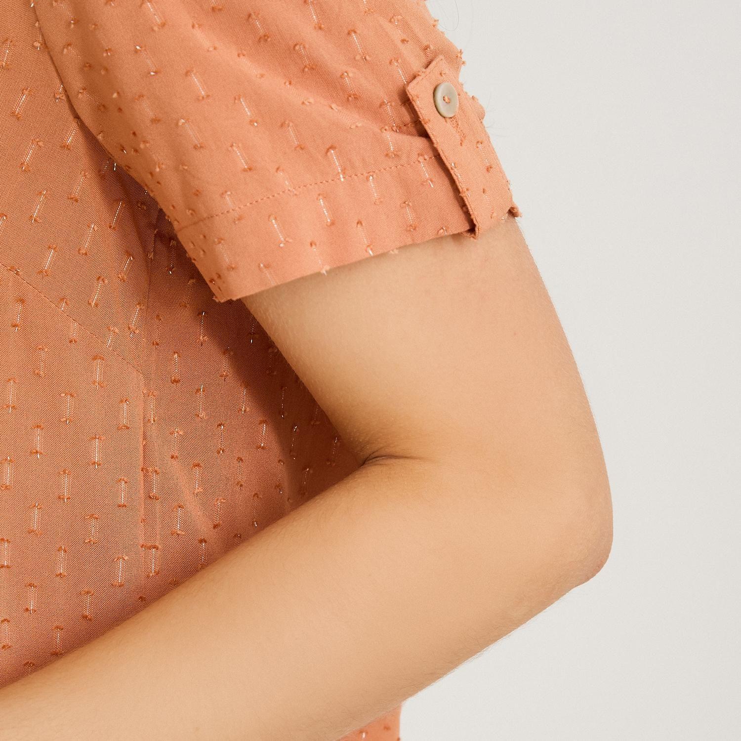 Blusa Manga Corta Plumeti Terracota-2