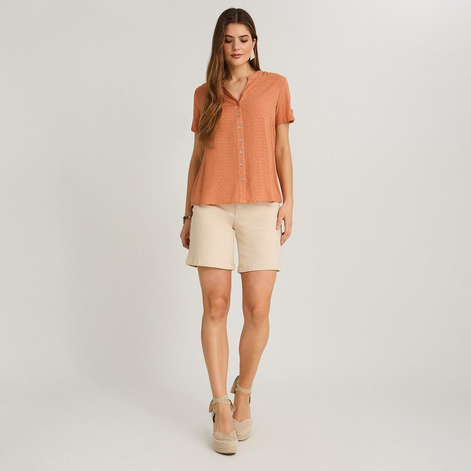 Blusa Manga Corta Plumeti Terracota-3