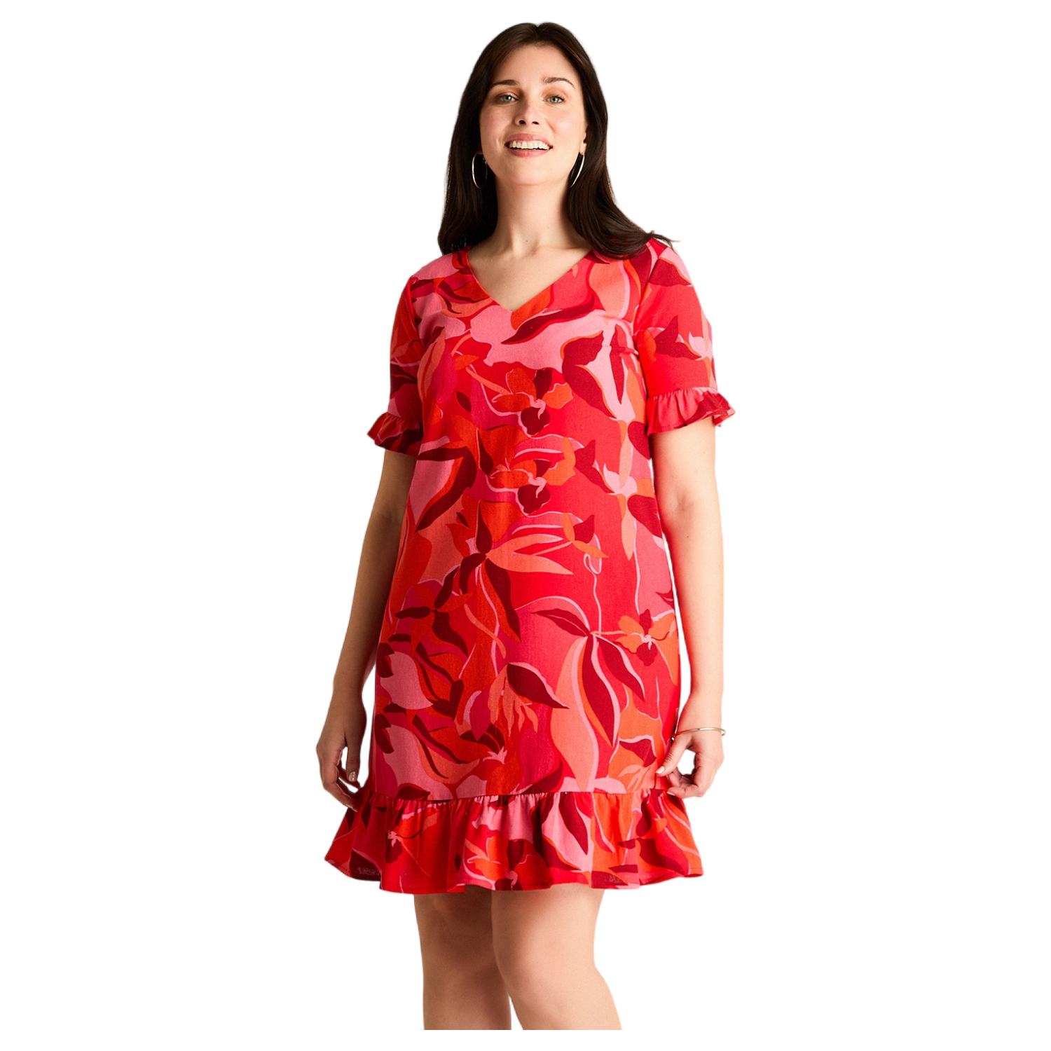 Vestido Corto Rojo No Elasticado Sin Forro Calce Holgado-0