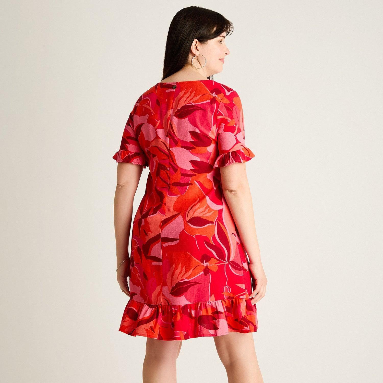 Vestido Corto Rojo No Elasticado Sin Forro Calce Holgado-1