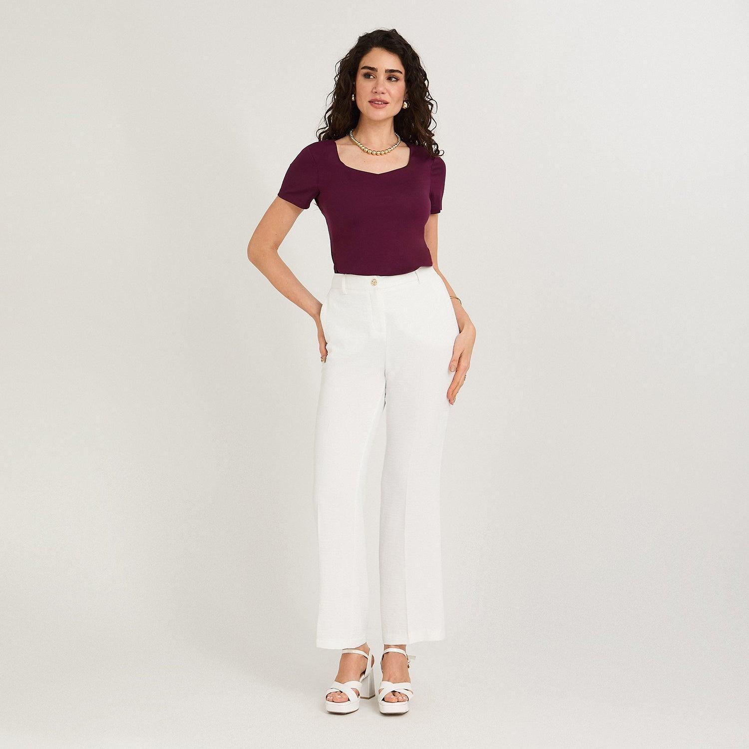 Pantalón Formal Palazzo Liviano Crudo-3