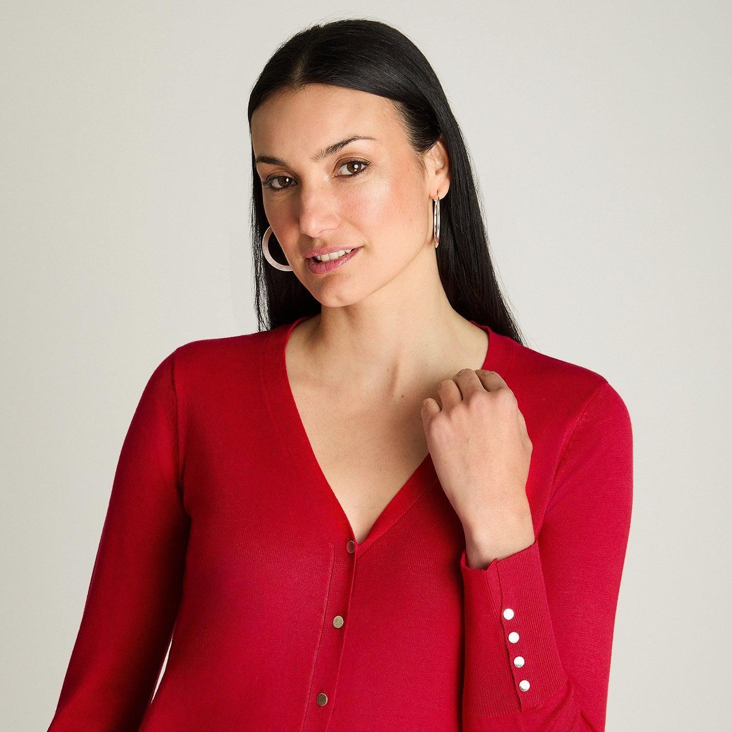 Cardigan Manga Larga Rojo-2