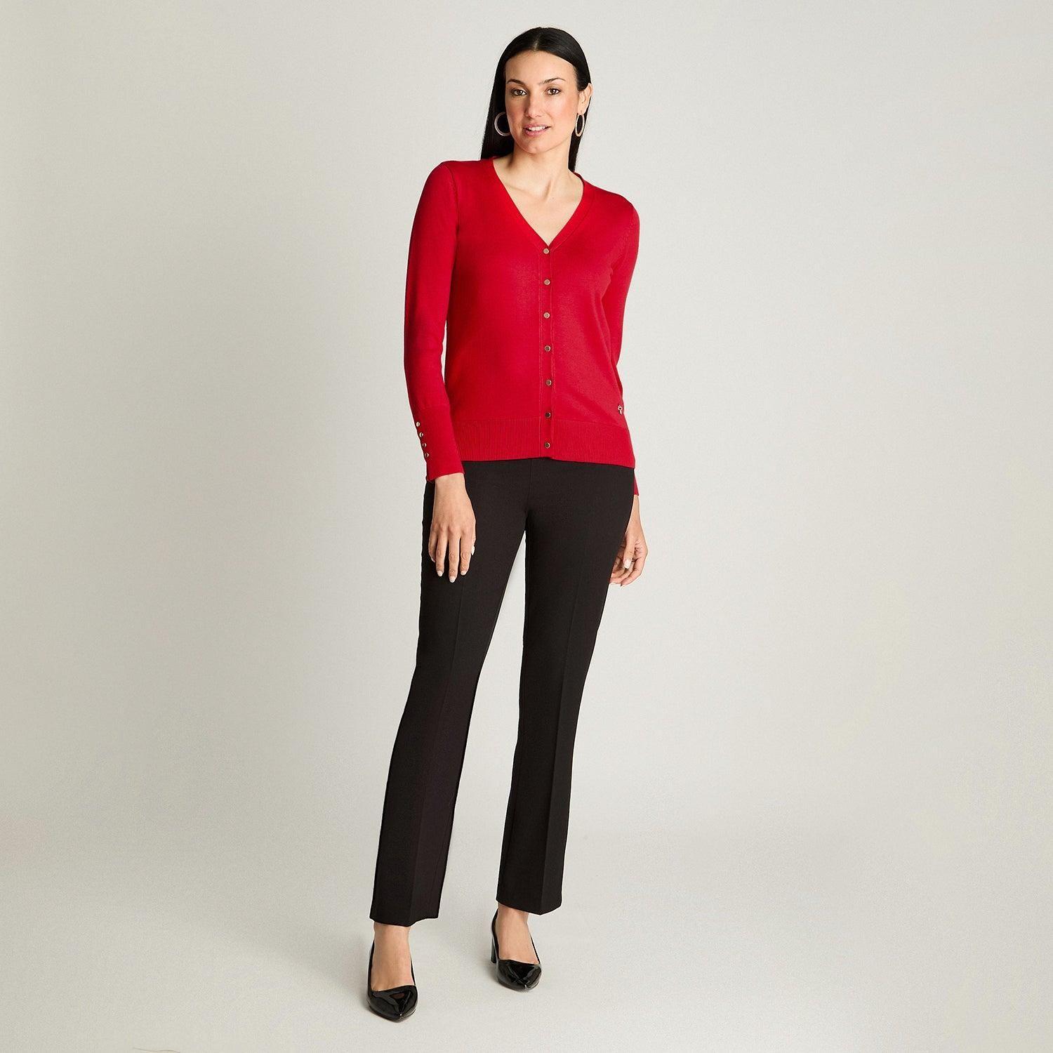 Cardigan Manga Larga Rojo-3