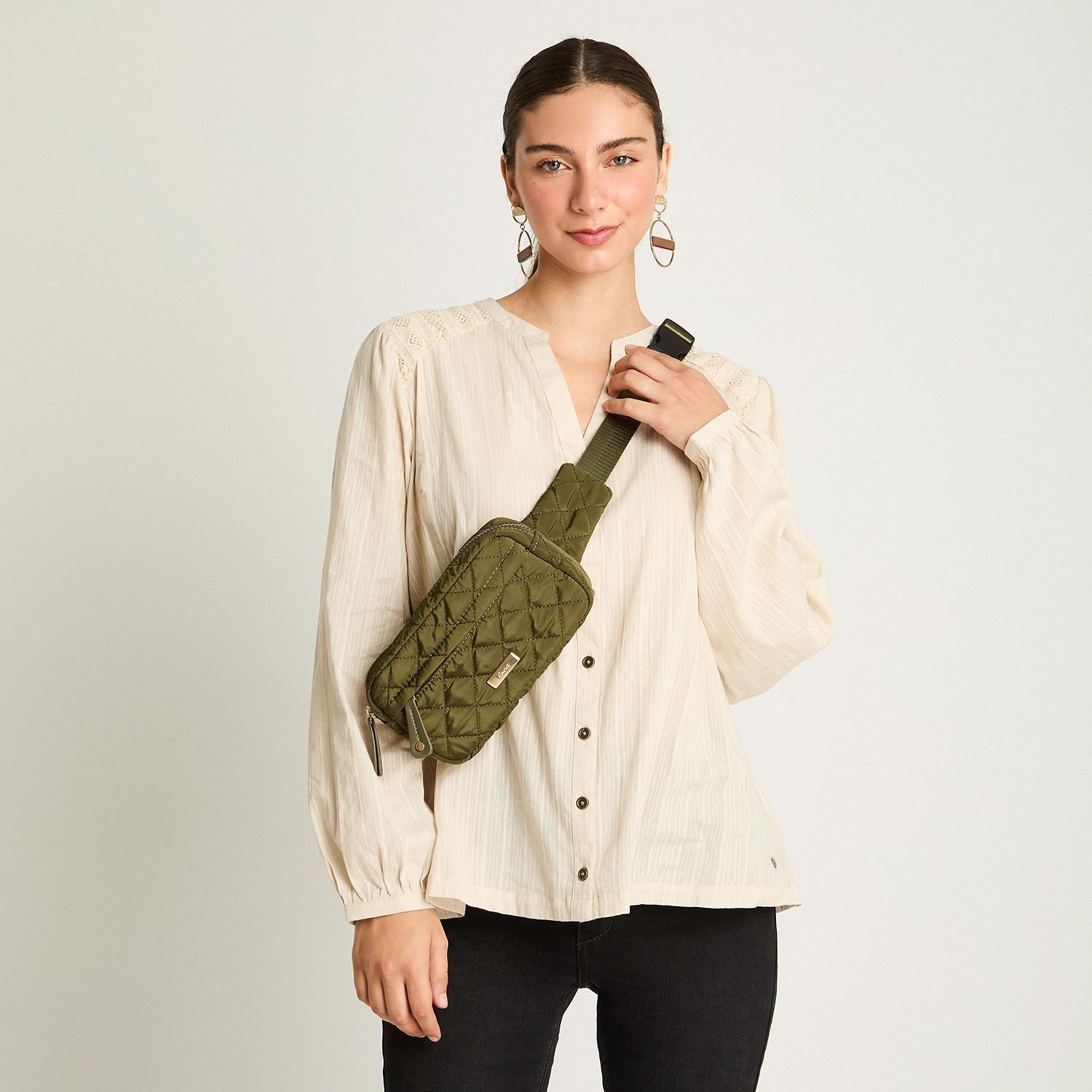 Cartera De Tela Con Quilt Verde-3