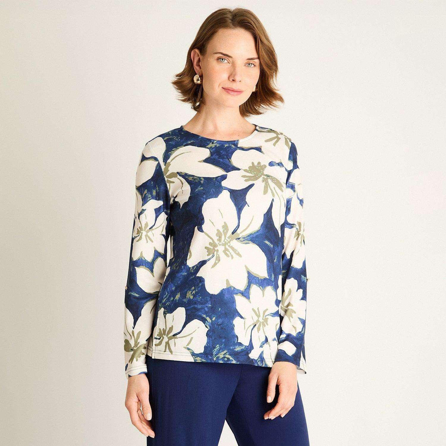 Polera Mujer Lorenzo di Pontti Azul Estampado Floral-0