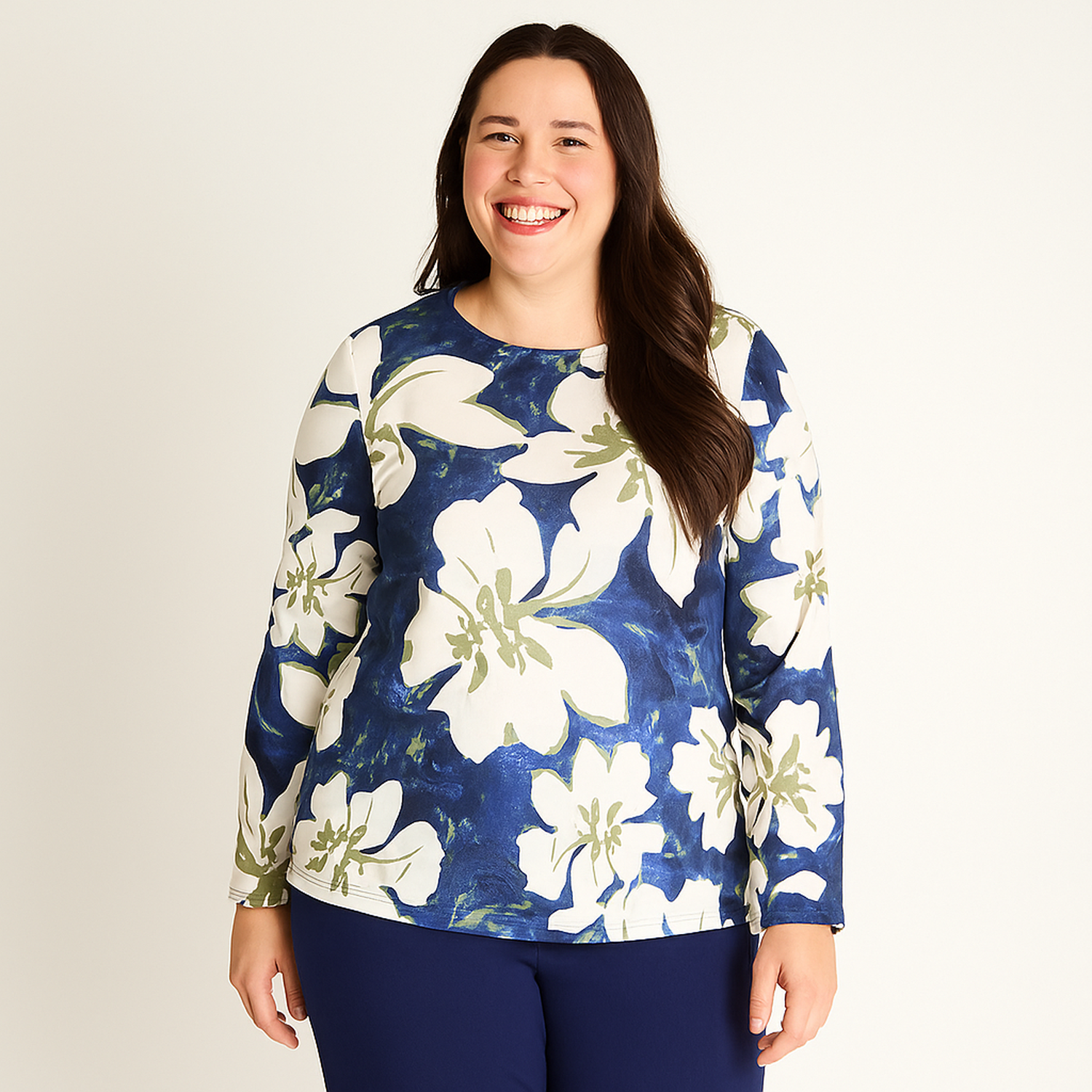 Polera Azul Estampado Floral-3