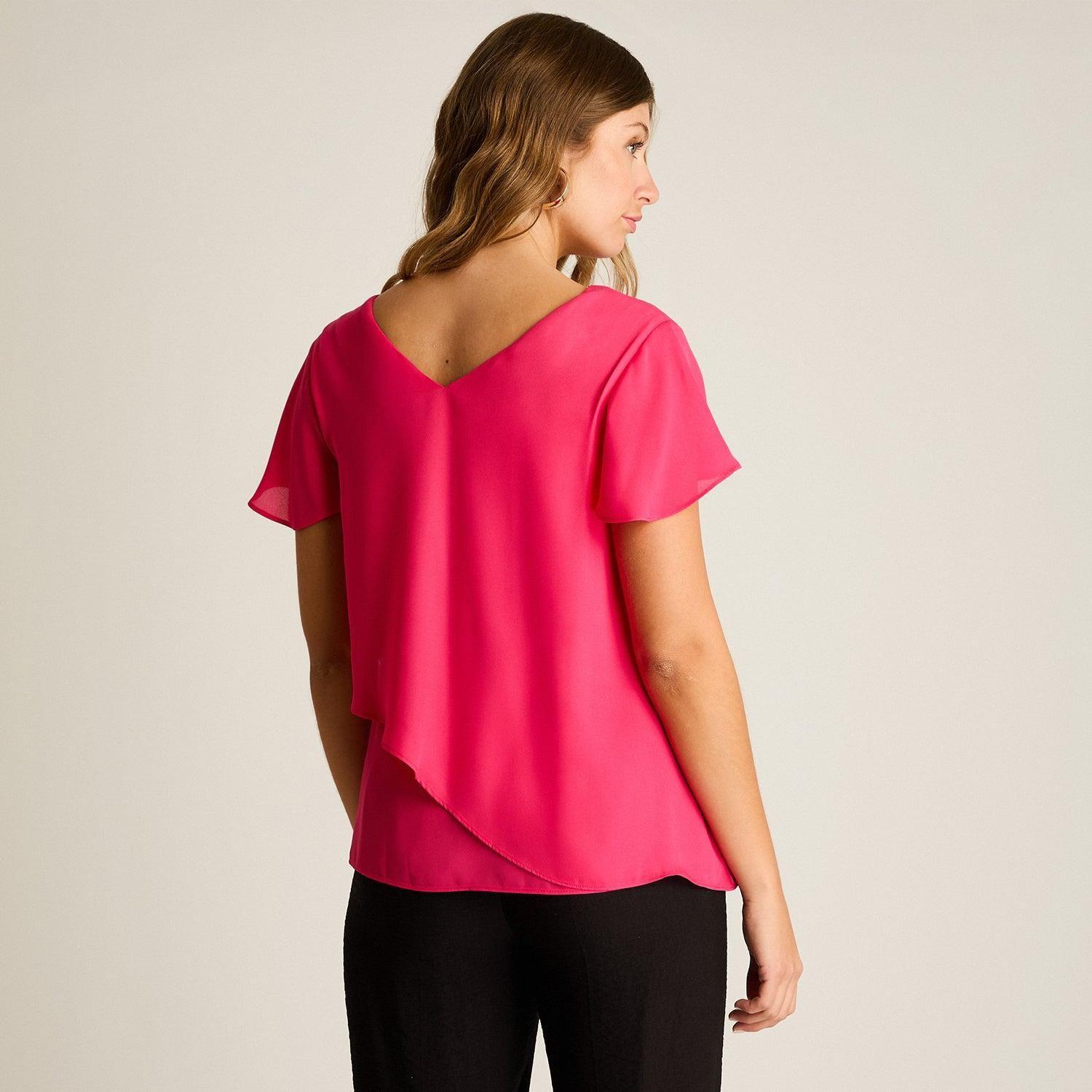 Blusa Fucsia Asimétrica Cuello V-1